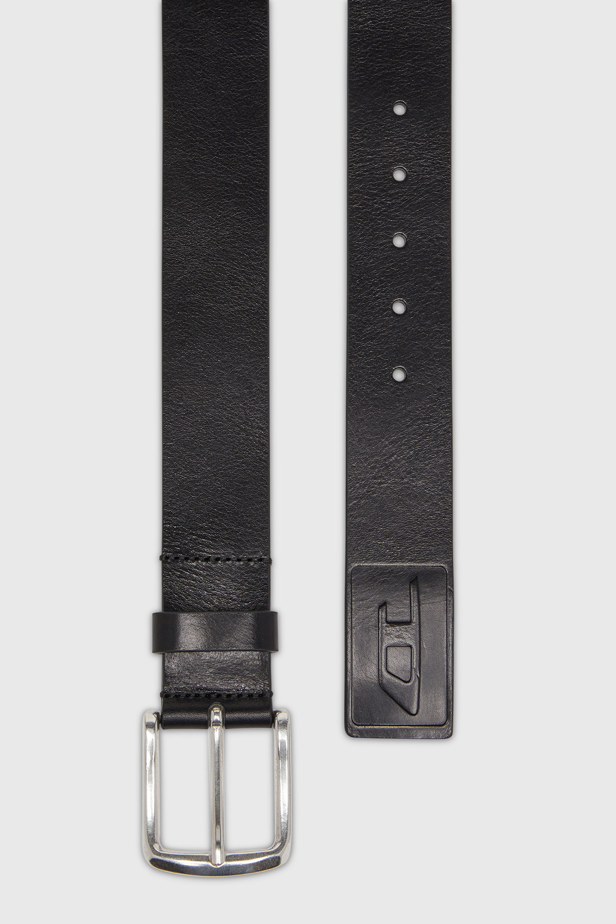Diesel - B-FLAG-D EMBOSSED, Man's 4 cm leather belt with engraved logo in Black - 2