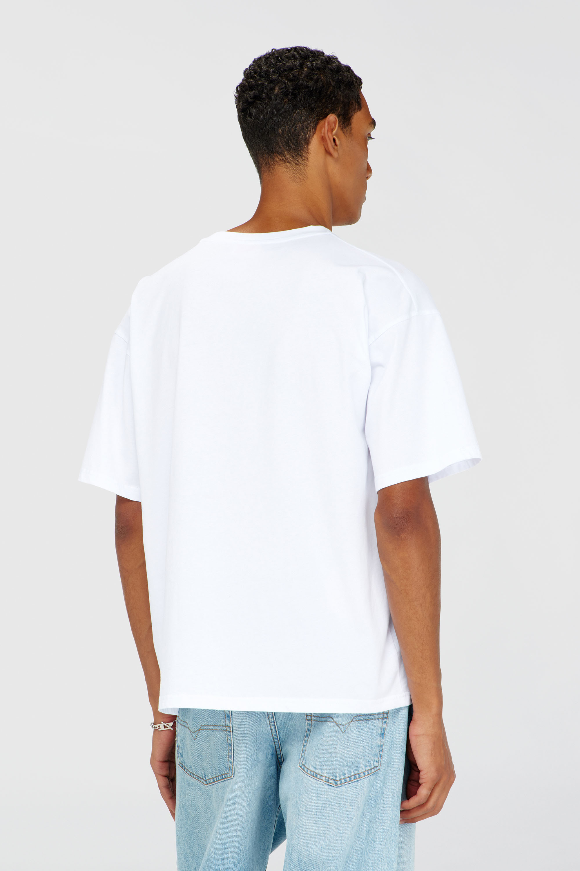Diesel - T-BOXT-DCO, Man's Relaxed cotton T-shirt with Oval D embroidery in White - 4