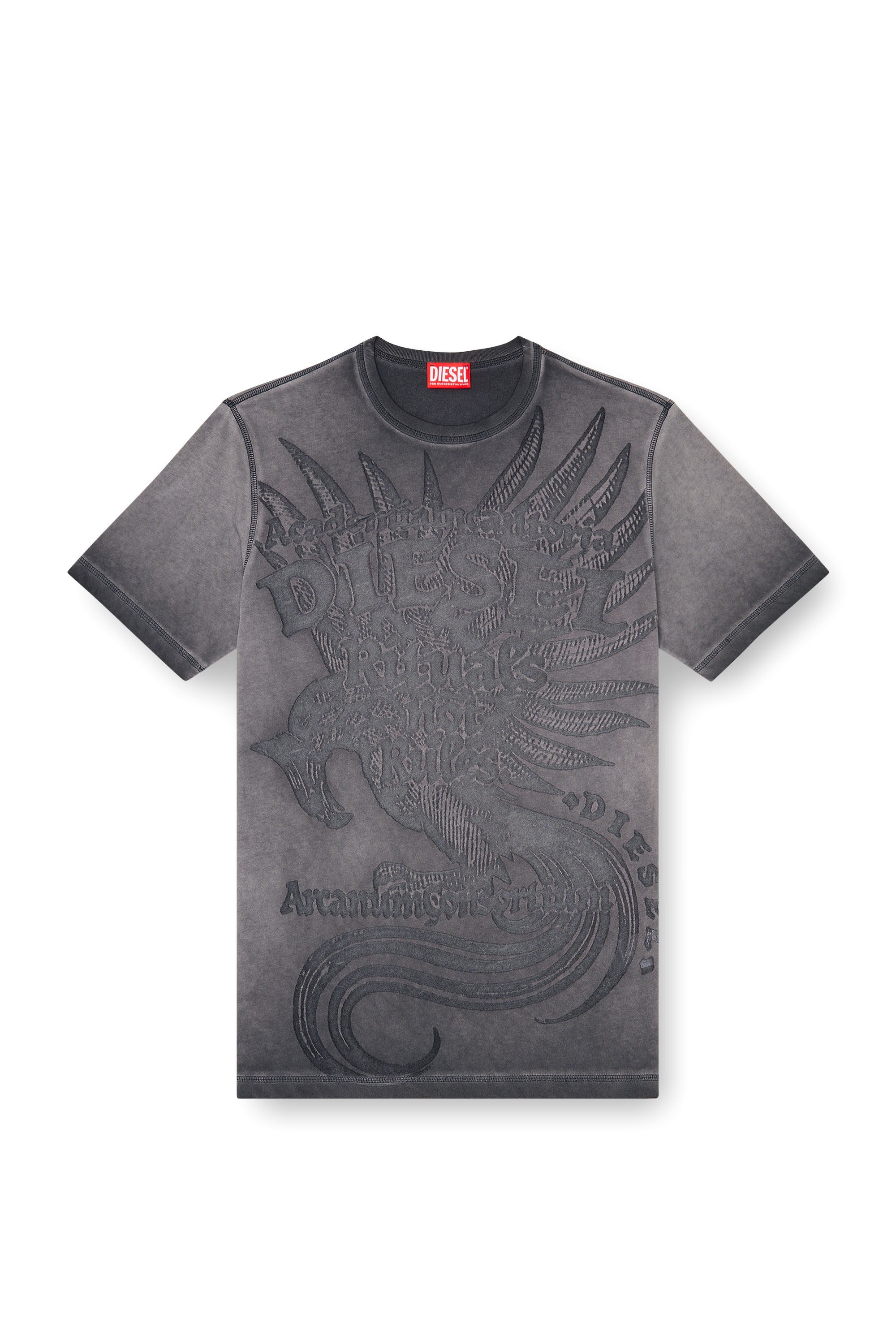 Diesel - T-RAWJUST-AA1, Man's Jersey T-shirt with embossed graphic in Dark grey - 3