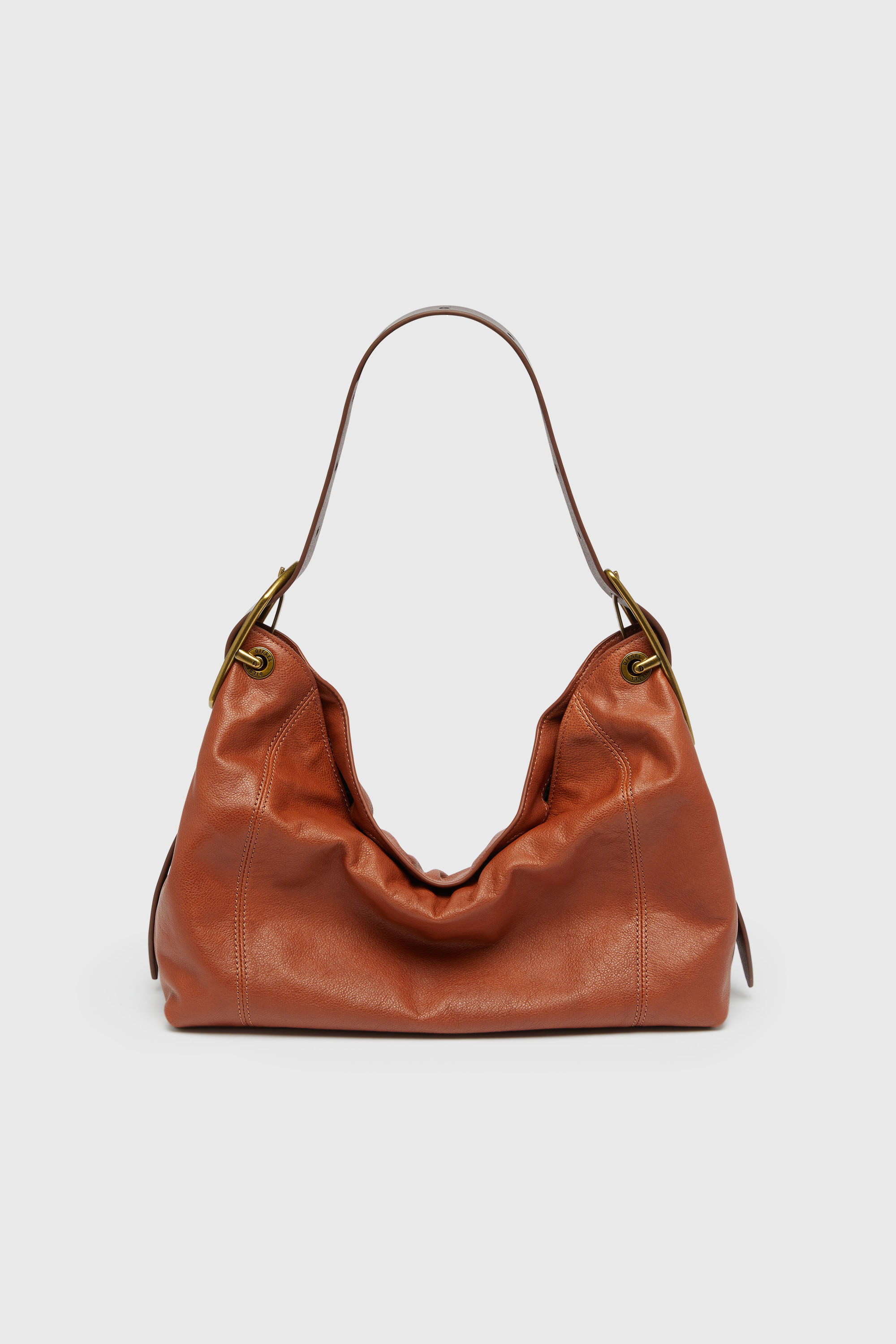 Diesel - D-LINE HOBO S, Woman's D-Line-Shoulder bag in shiny leather in Brown - 2