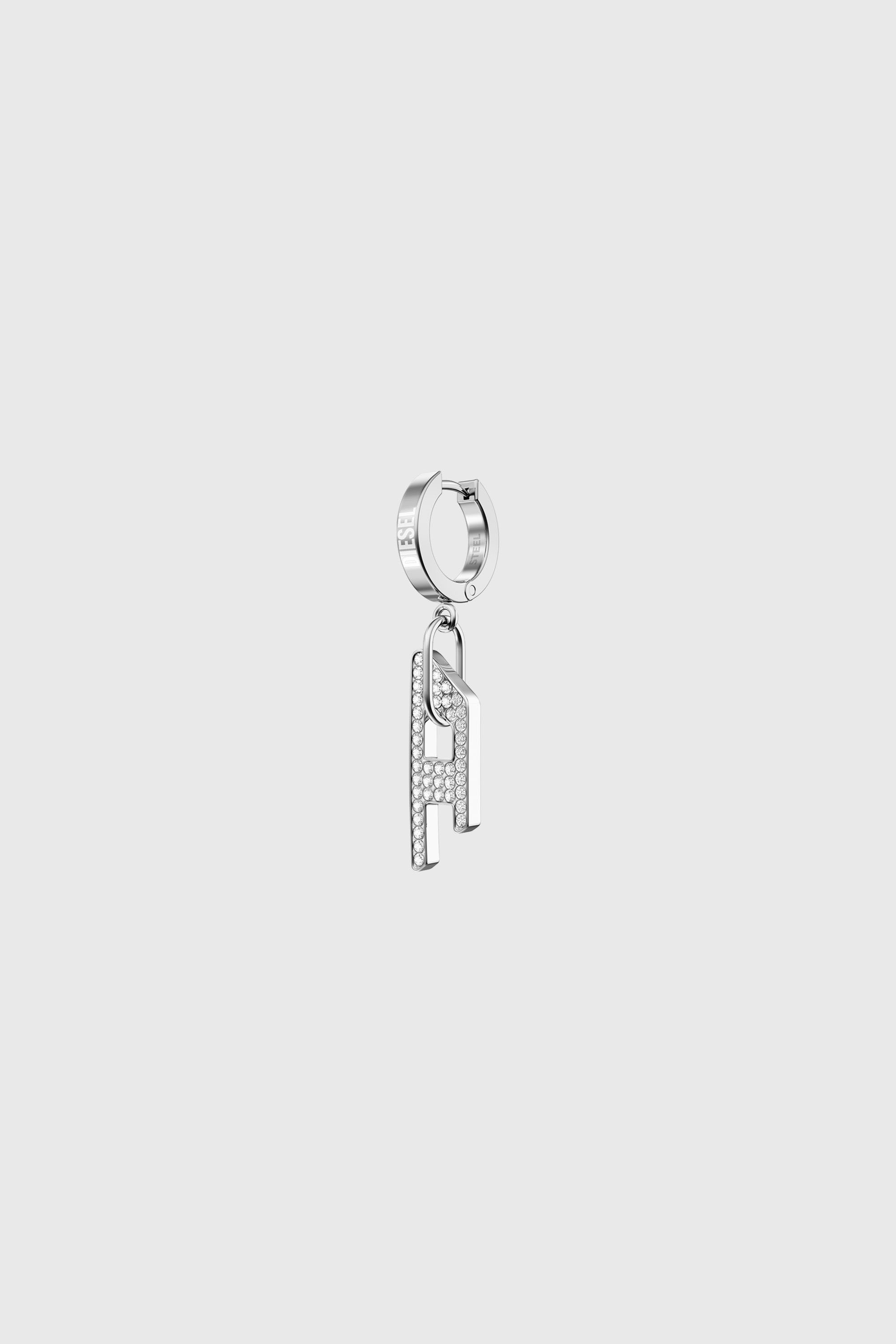 Diesel - DX1706040 JEWELLERY, Unisex's Stainless steel glitz D drop earring in Silver - 1