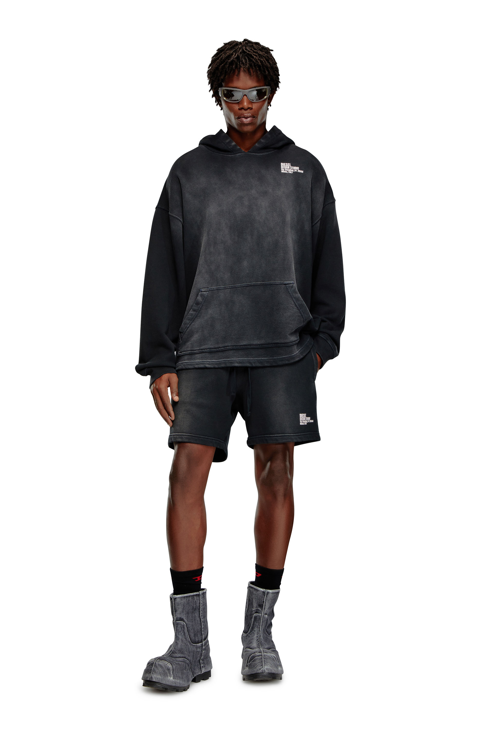 Diesel - P-STELT-N1, Man Sweat shorts with sun-faded effect in Black - Image 3