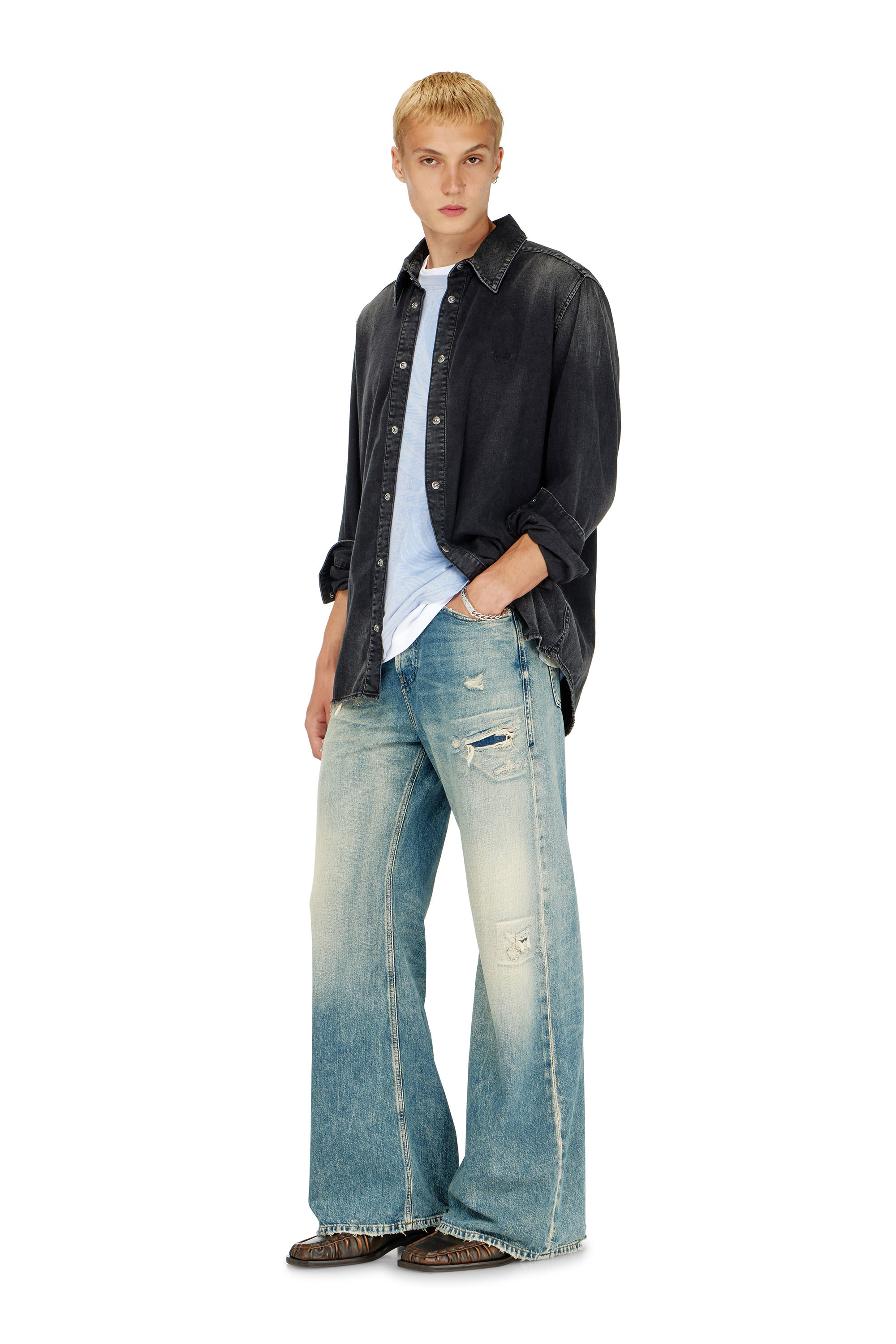 Diesel - D-SIMPLY, Man's Long-sleeve denim shirt in Black - 2