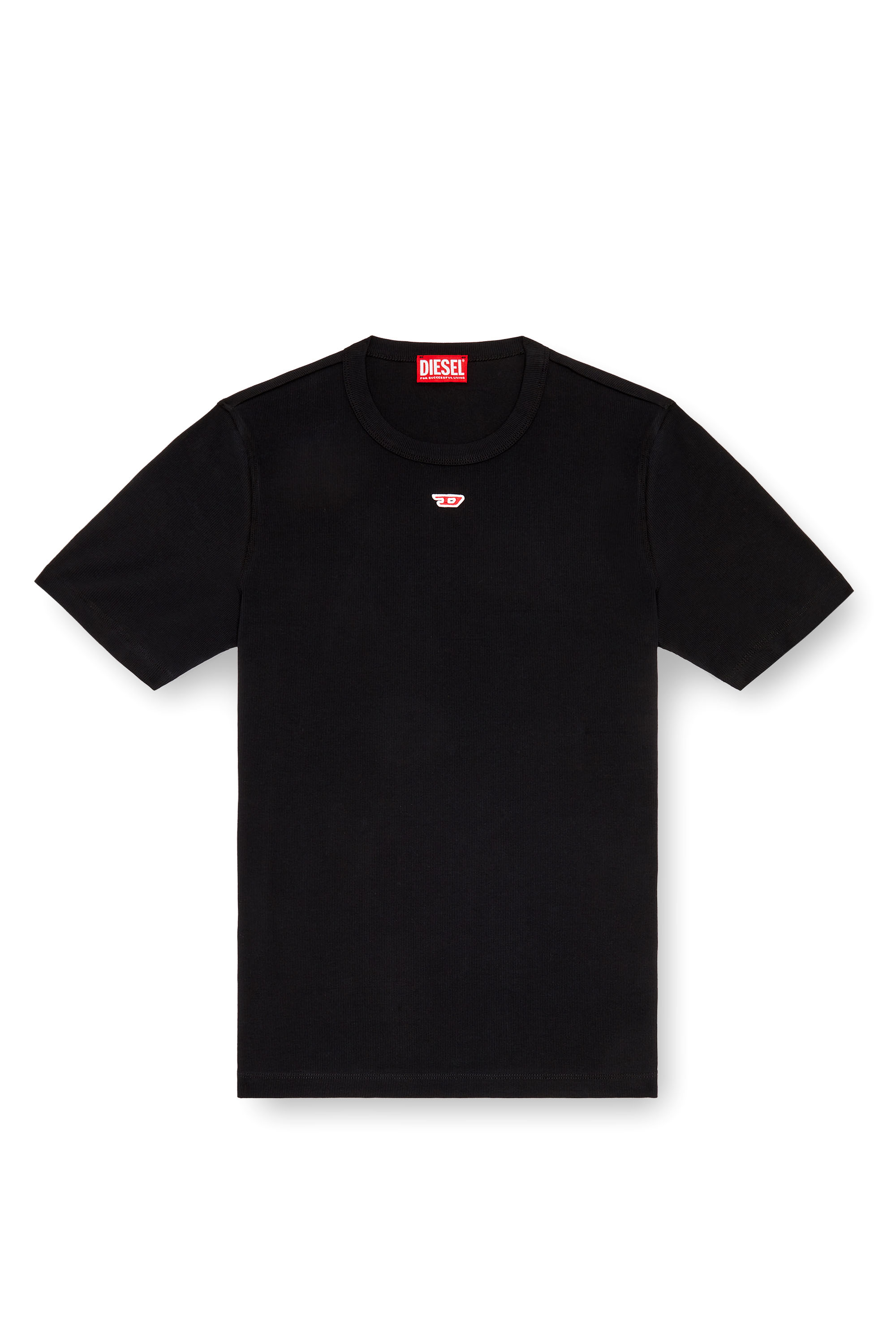 Diesel - D-RIBBER-N, Man T-shirt with D patch in Black - Image 5