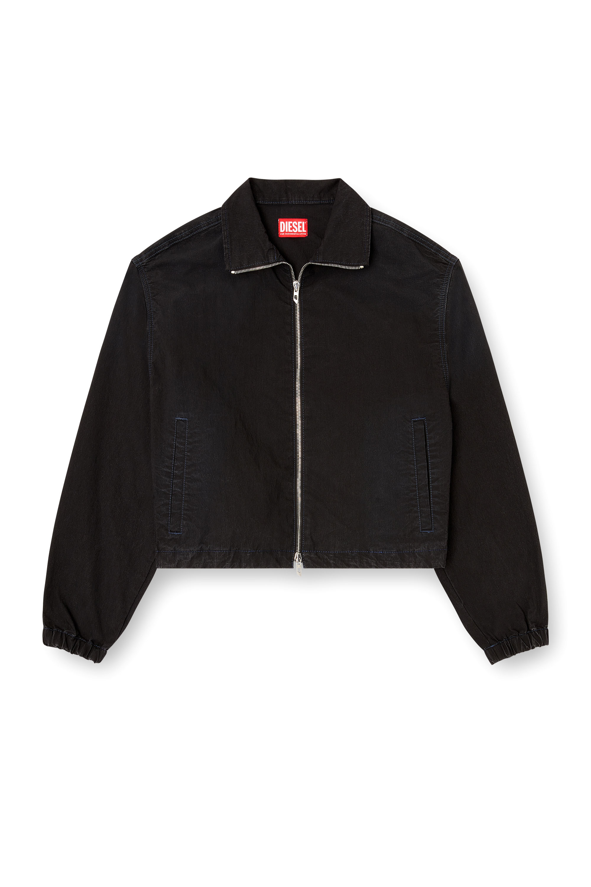 Diesel - DE-SANDERZ JOGG, Woman's High-neck technical JoggJeans jacket in Black - 2