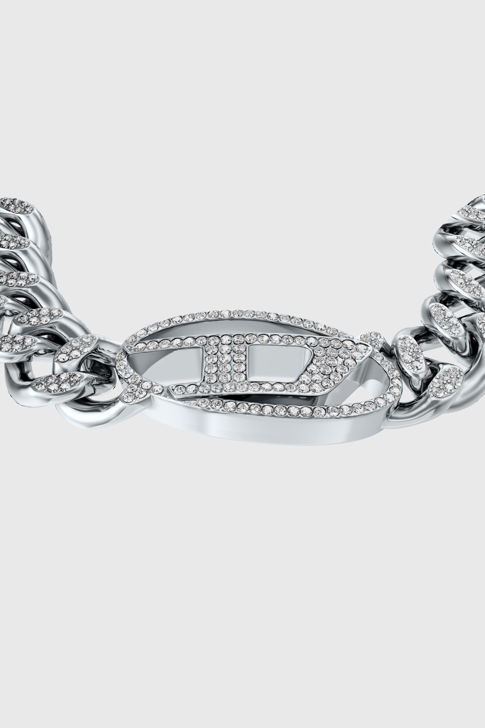 Diesel - DX1707040 JEWELLERY, Unisex's Stainless steel Oval D glitz chain bracelet in Silver - 2