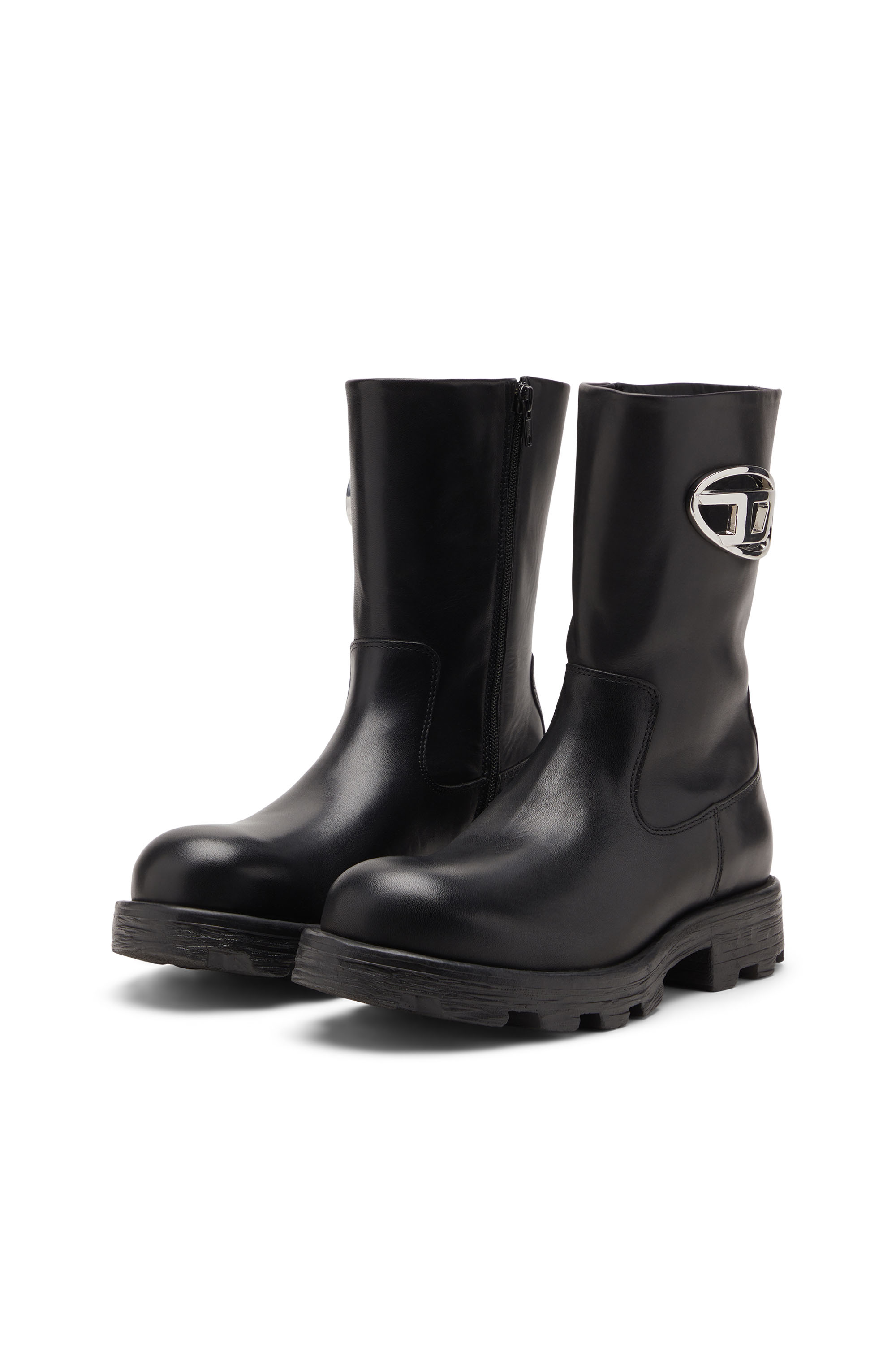 Diesel - D-HAMMER BKR D W, Woman's D-Hammer-Biker boots in shiny leather in Black - 8