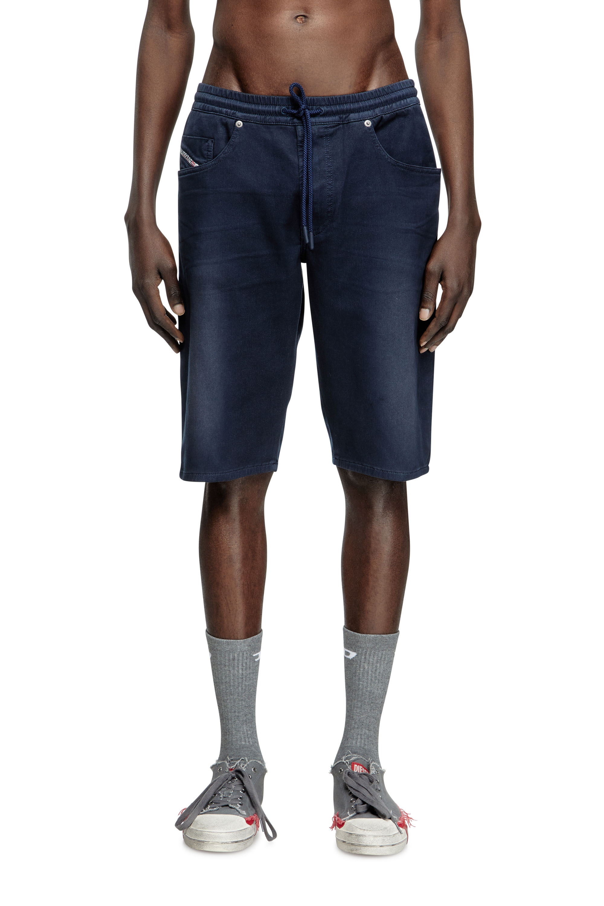 Diesel - 2033 D-KROOLEY-SHORT JOGG, Man's Chino shorts in JoggJeans in Dark Blue - 3