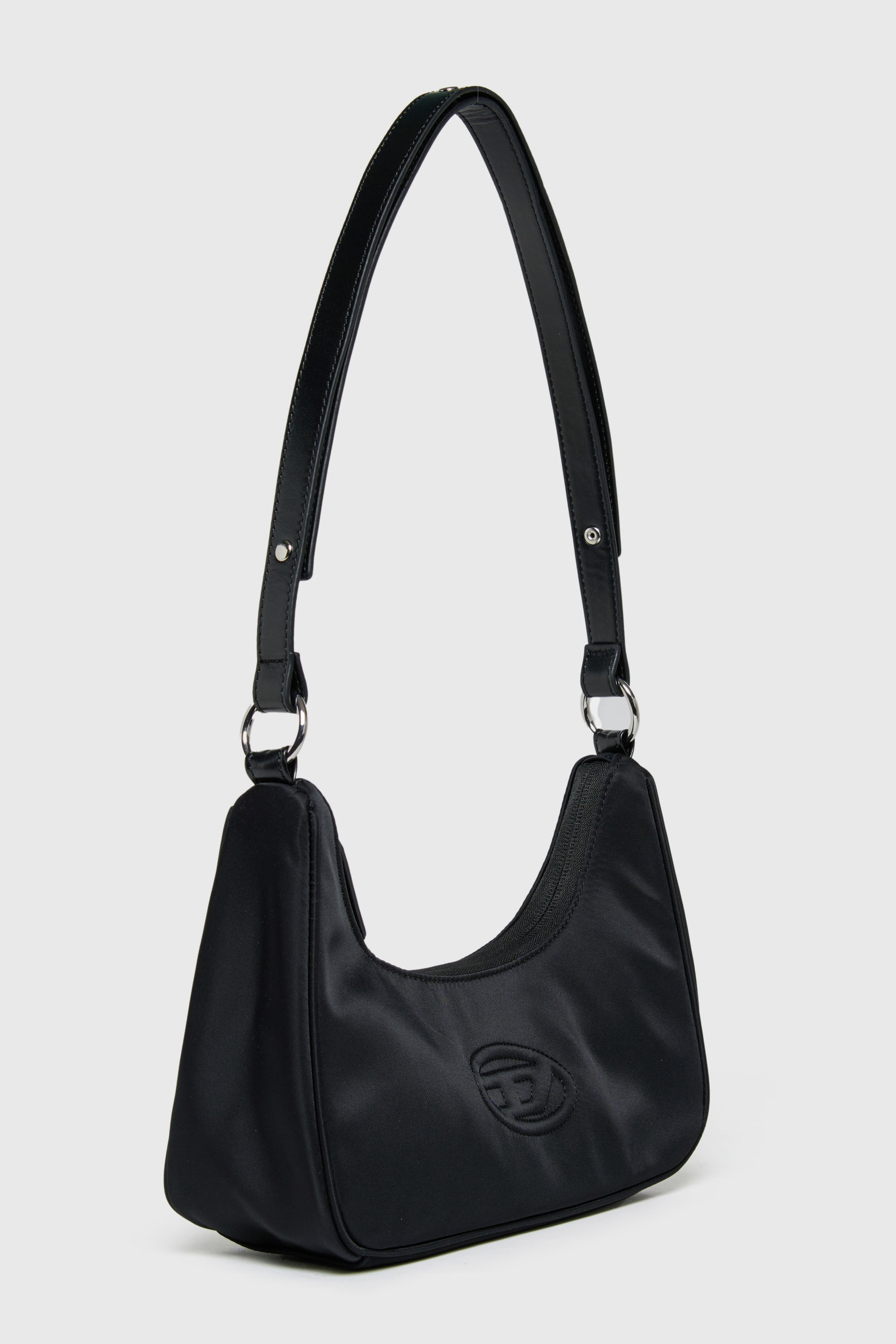 Diesel - WUNSY, Woman's WUNSY - Nylon shoulder bag with Oval D logo in Black - 3