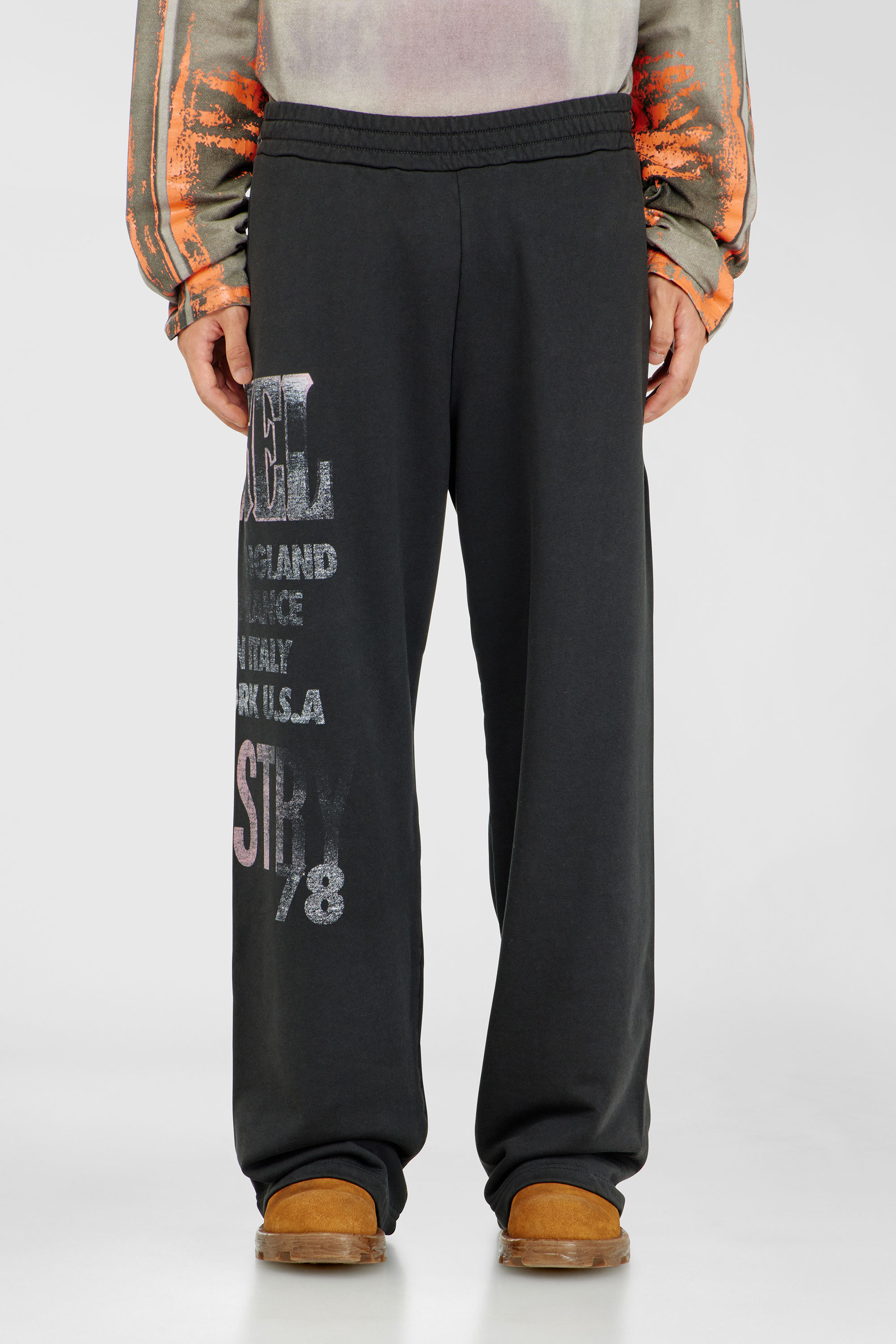 Diesel - P-ILL, Man's Sweatpants with concert graphics in Black - 3