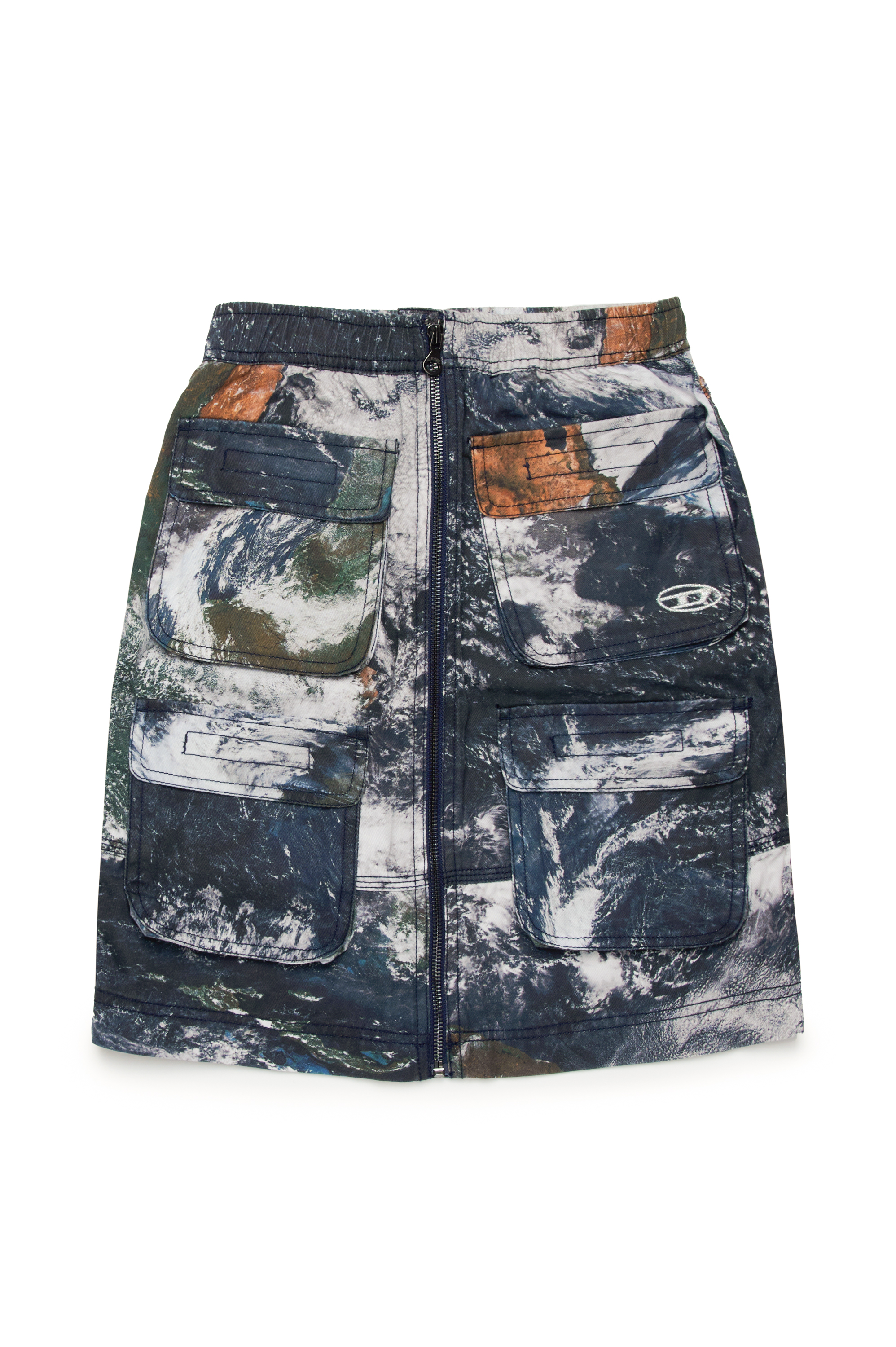 Diesel - GOMIRTCMF, Woman Cargo skirt with Camo Planet print in Multicolor - Image 1