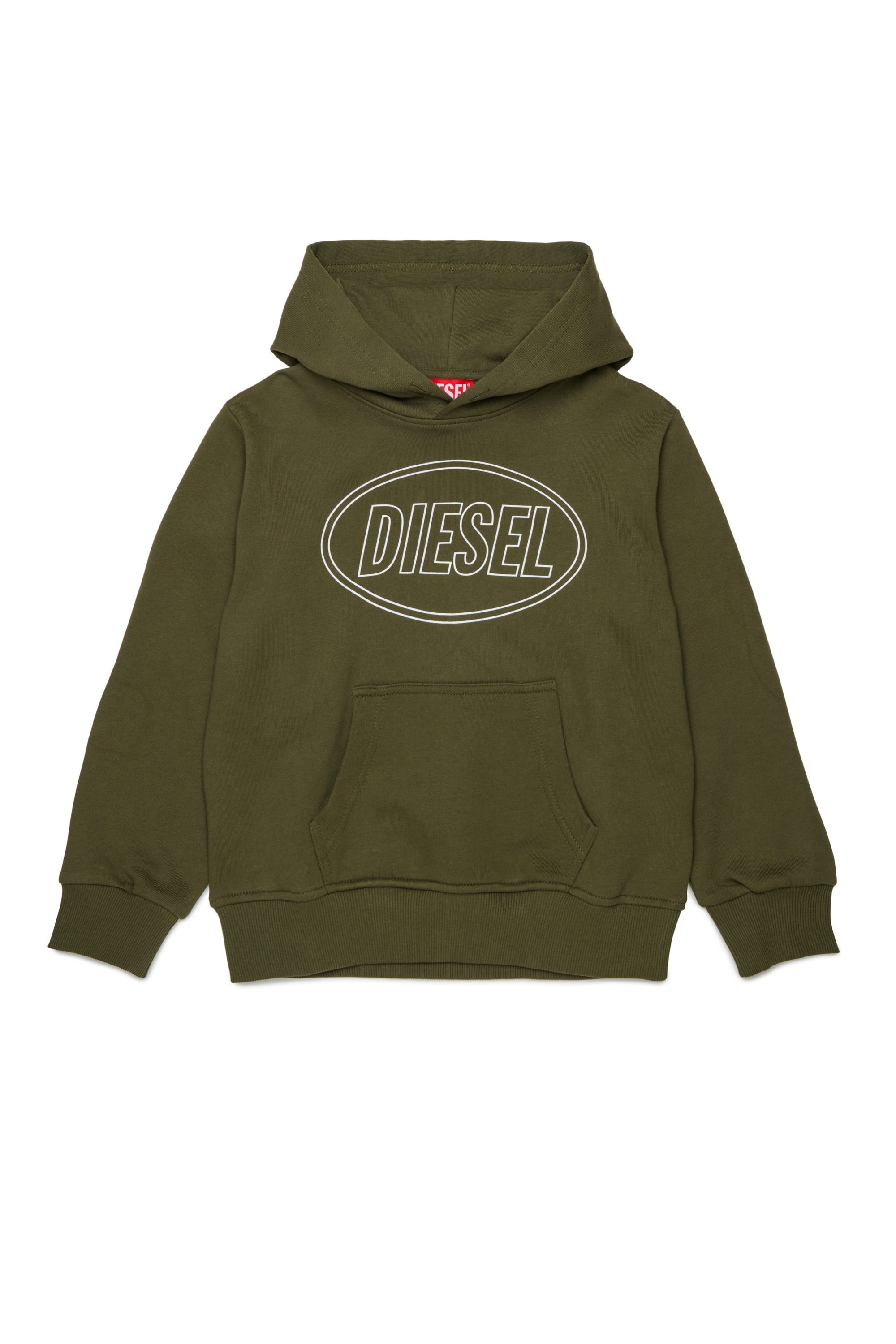 Diesel - SCIRCLEHOOD OVER, Man's Hoodie with Diesel logo print in Military Green - 1
