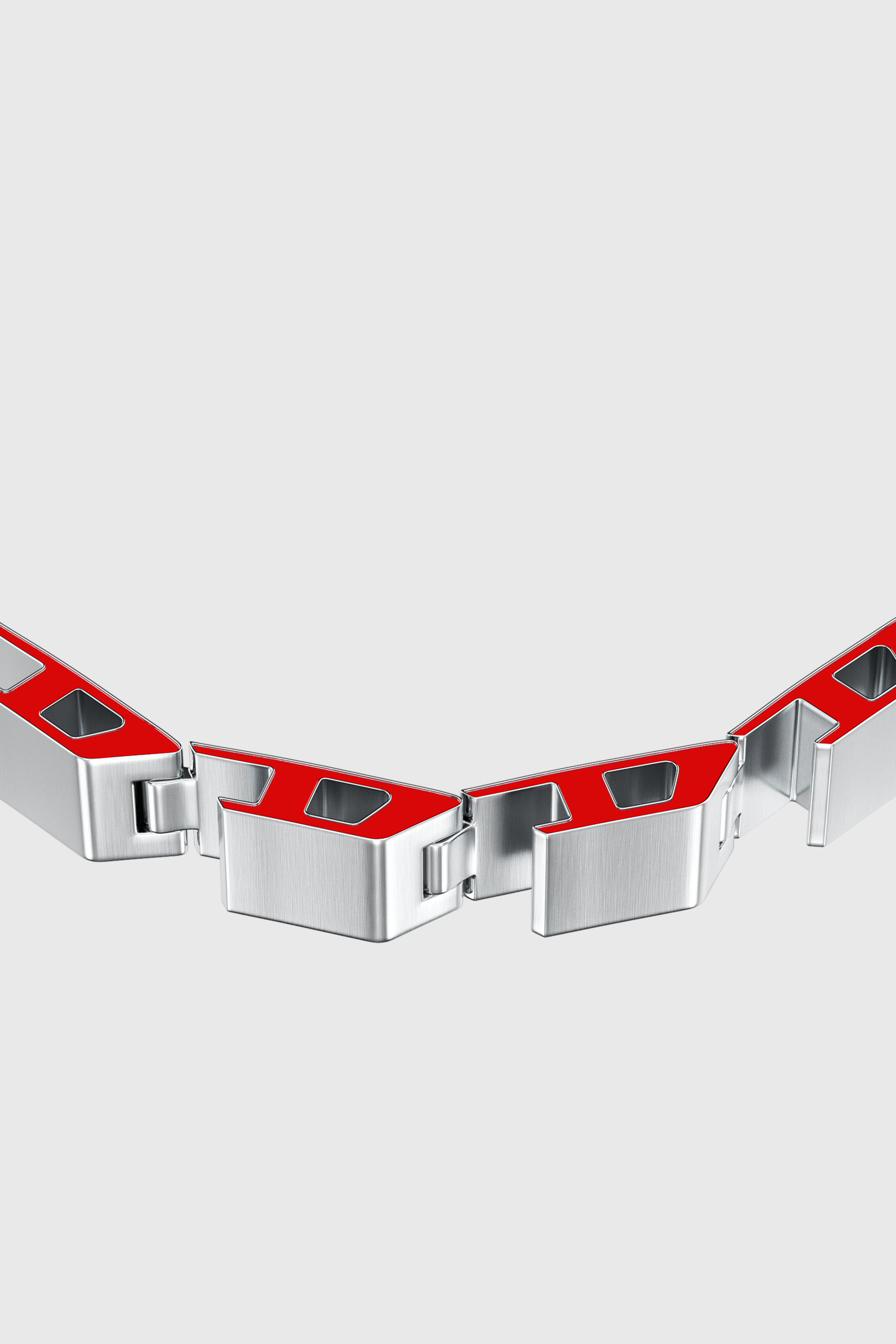 Diesel - DX1690040 JEWELLERY, Unisex's Stainless steel bracelet in Silver/Red - 3