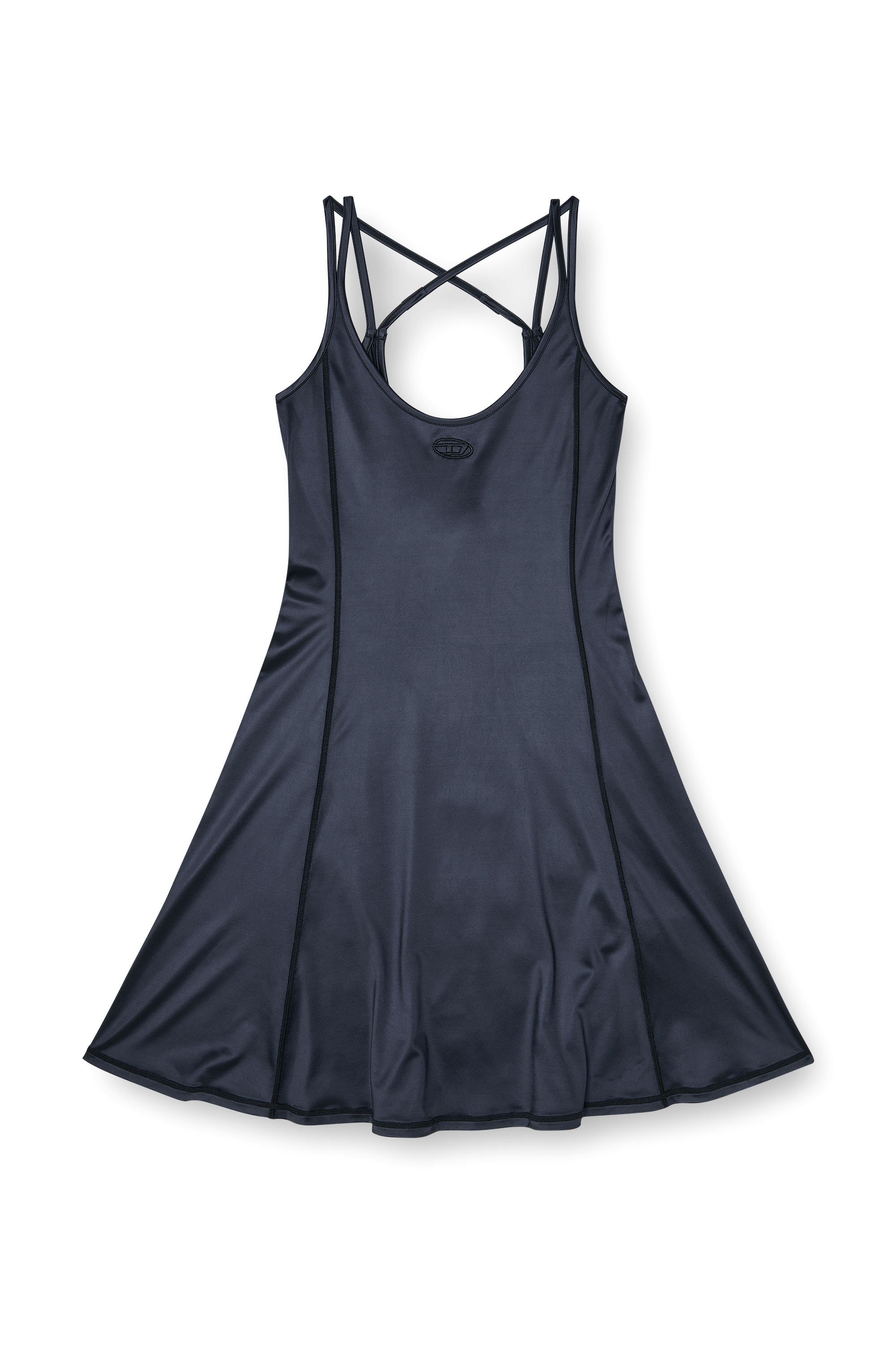Diesel - D-IMMY, Woman's Fluid mini dress with double straps in Black - 3
