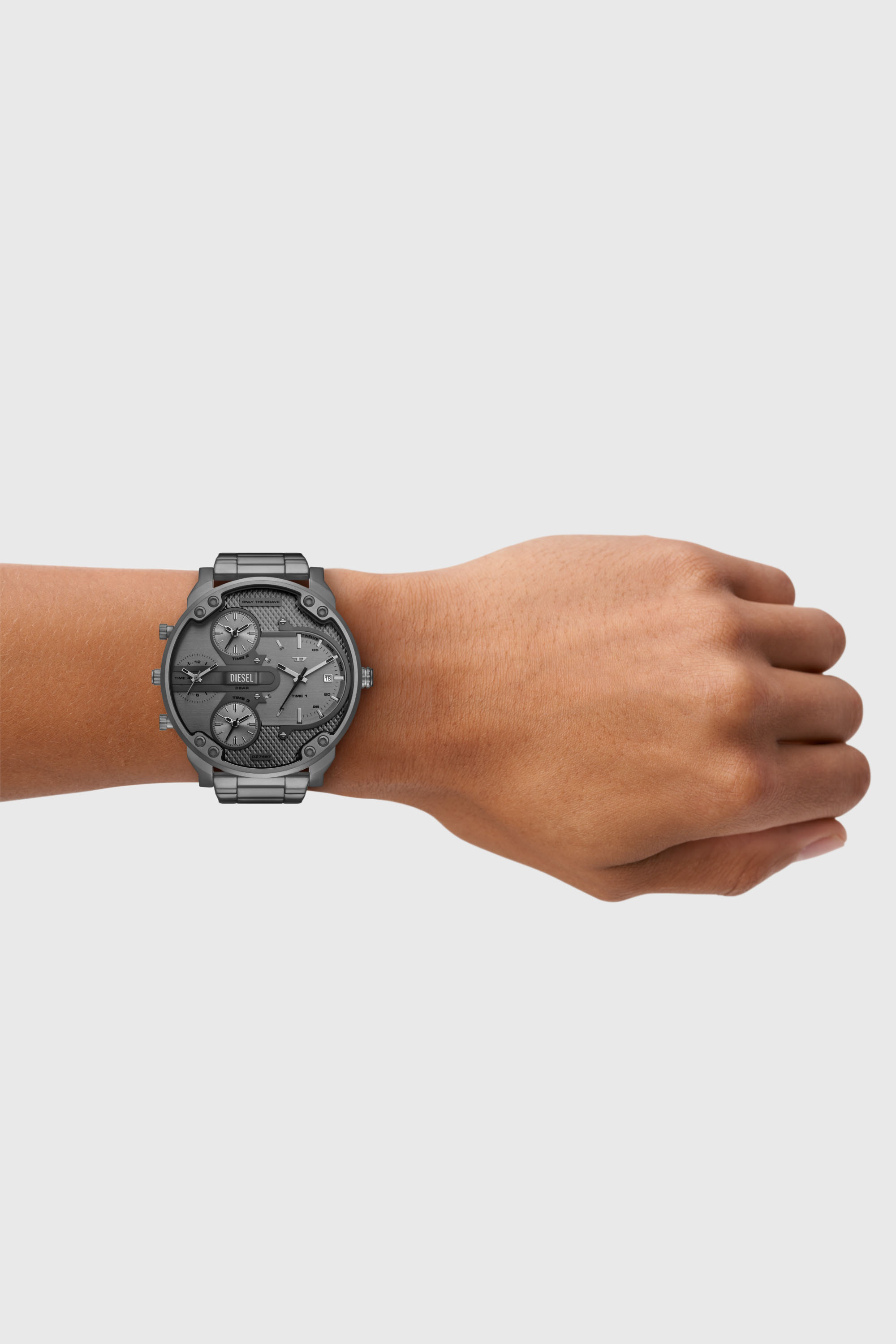 Diesel - DZ7487, Man's Diesel Mr. Daddy Slim Multi Movement Gray Stainless Steel Watch in Dark grey - 4