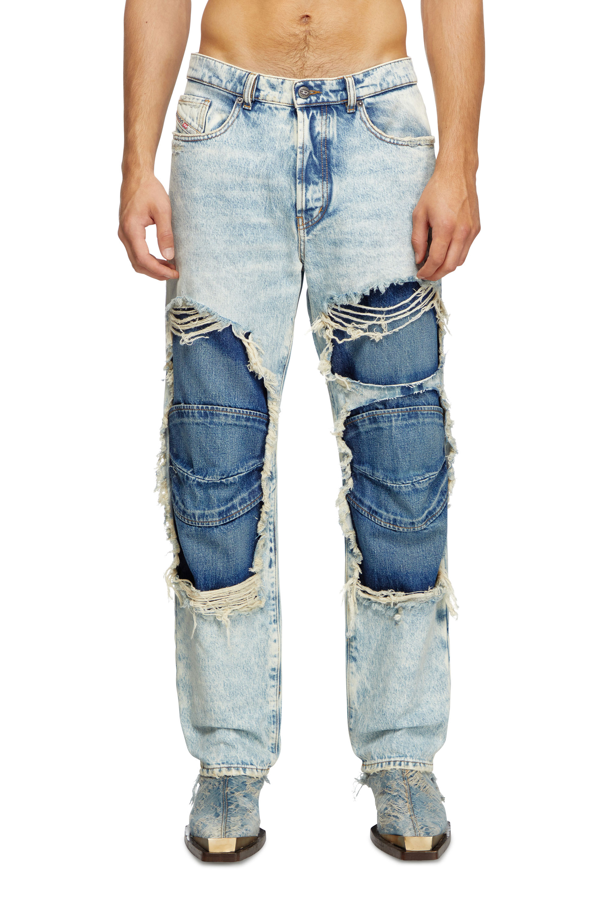 Diesel - Unisex's Relaxed Jeans D-Fire 0AJEN, Light Blue - 2