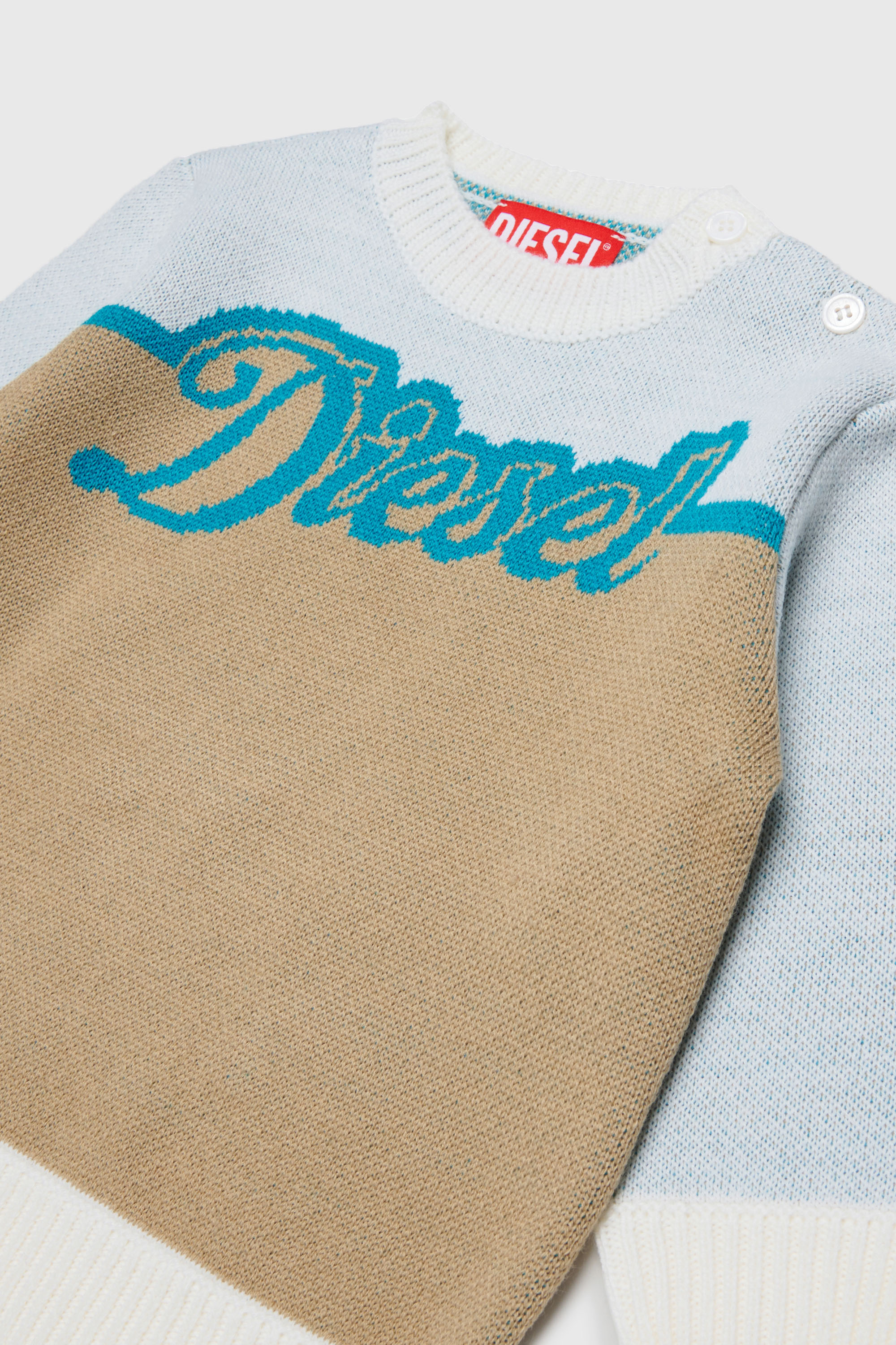Diesel - KBLOB, Unisex's Wool-blend jumper with Diesel logo in White - 3
