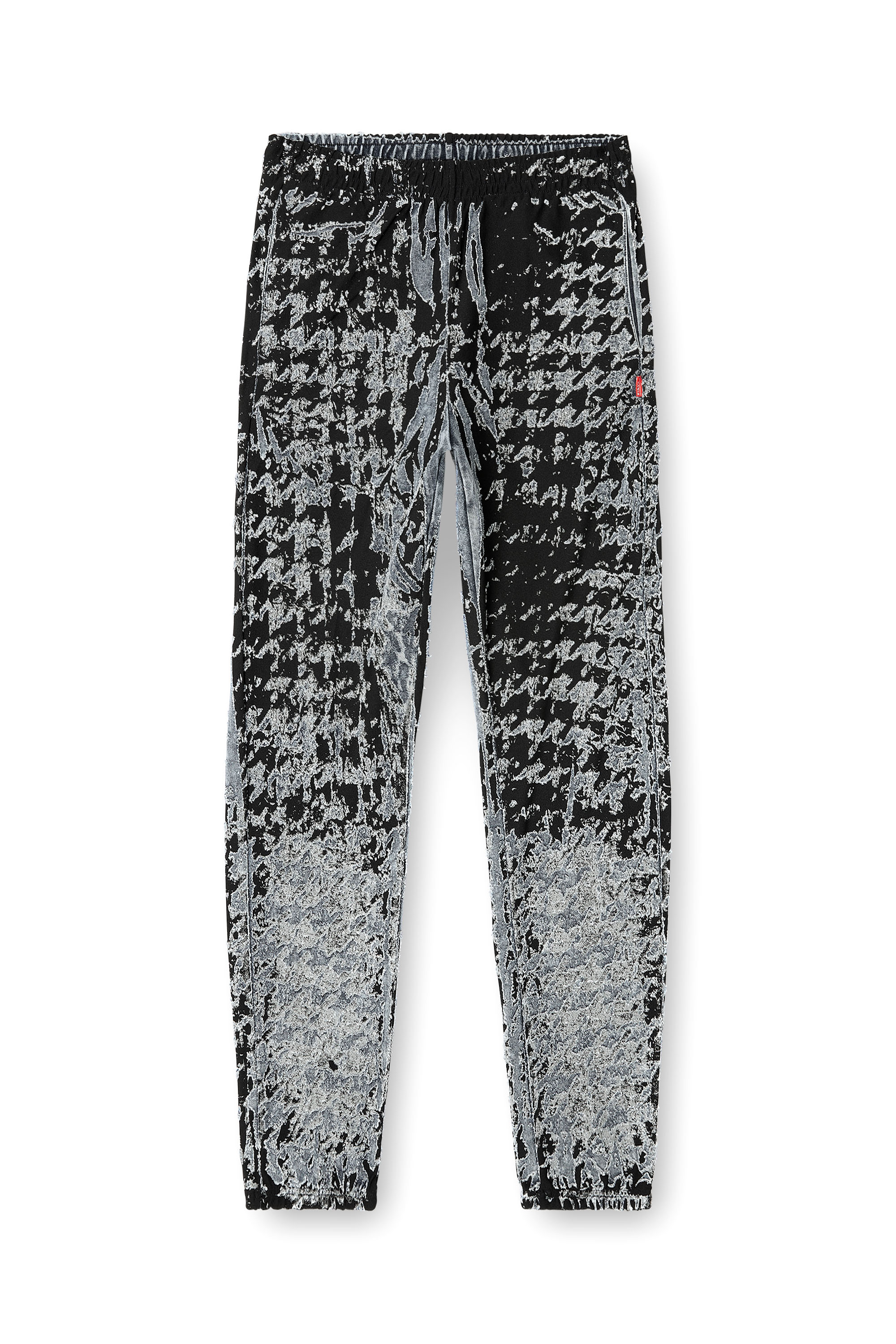 Diesel - P-LABIS, Man's Elasticated pants in devoré houndstooth in Black/White - 2