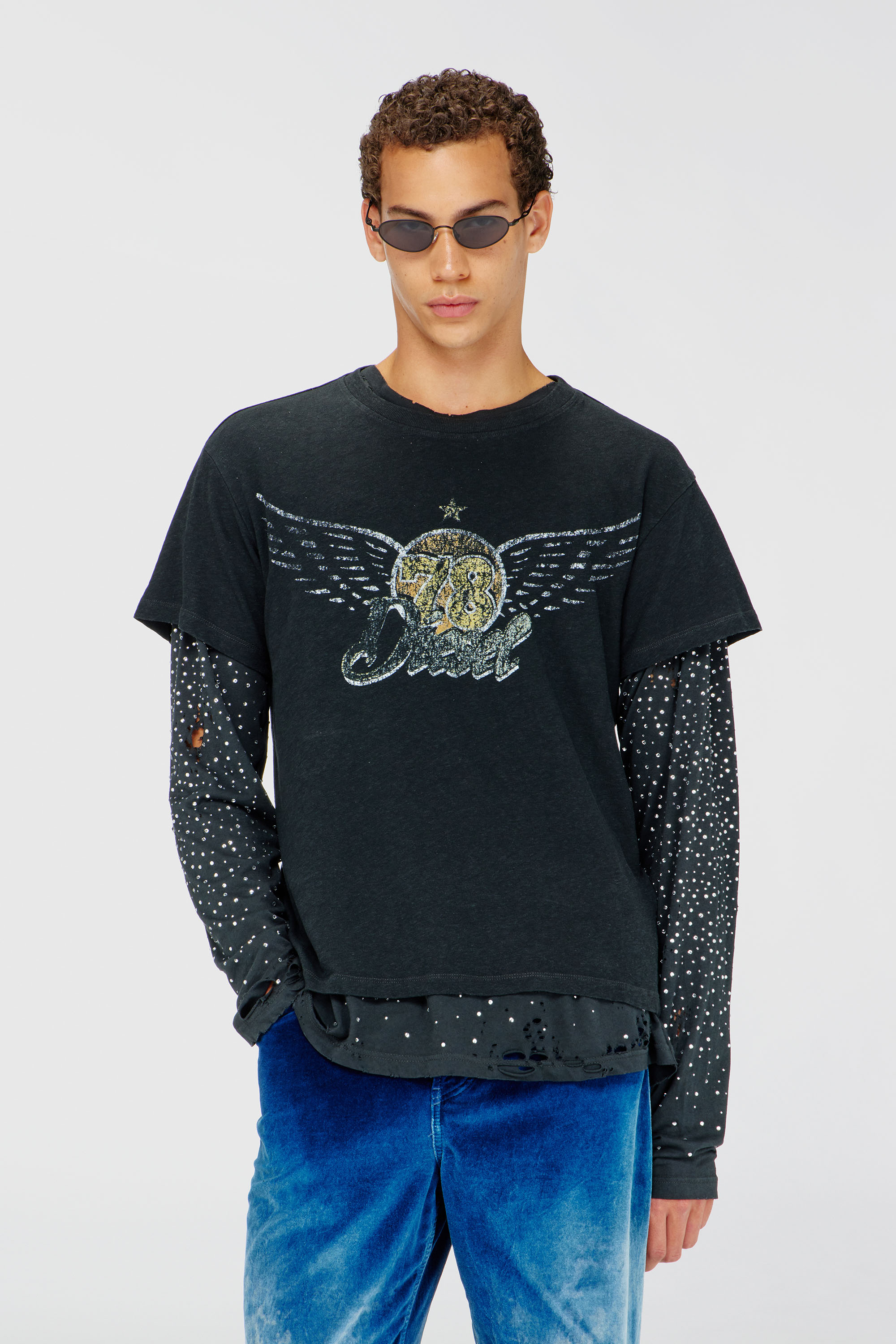 Diesel - T-GERIO-A, Man's Cotton-hemp T-shirt with concert graphics in Black - 3