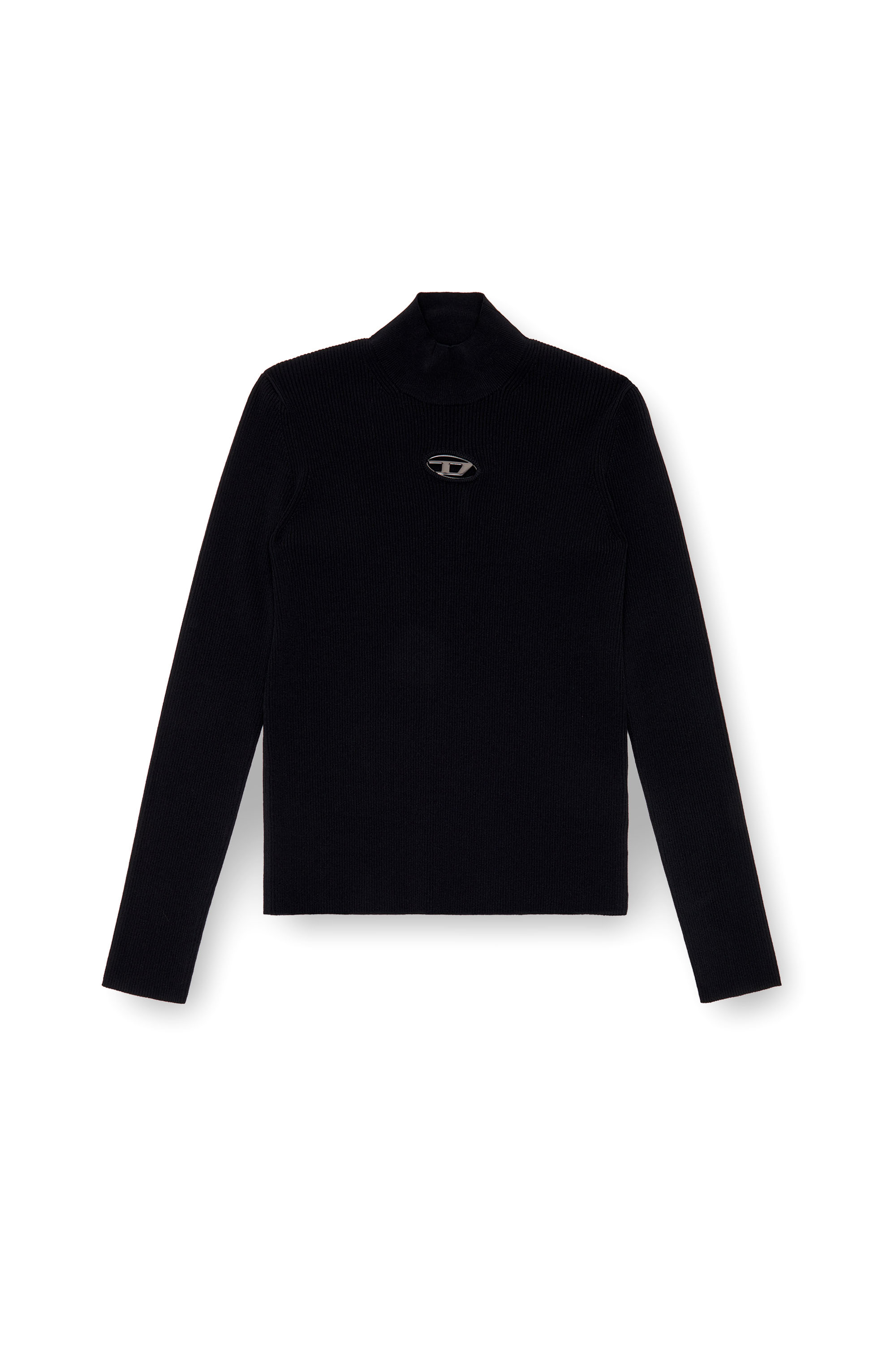 Diesel - K-ZACKARY, Man's Mock-neck jumper with Oval D in Black - 3