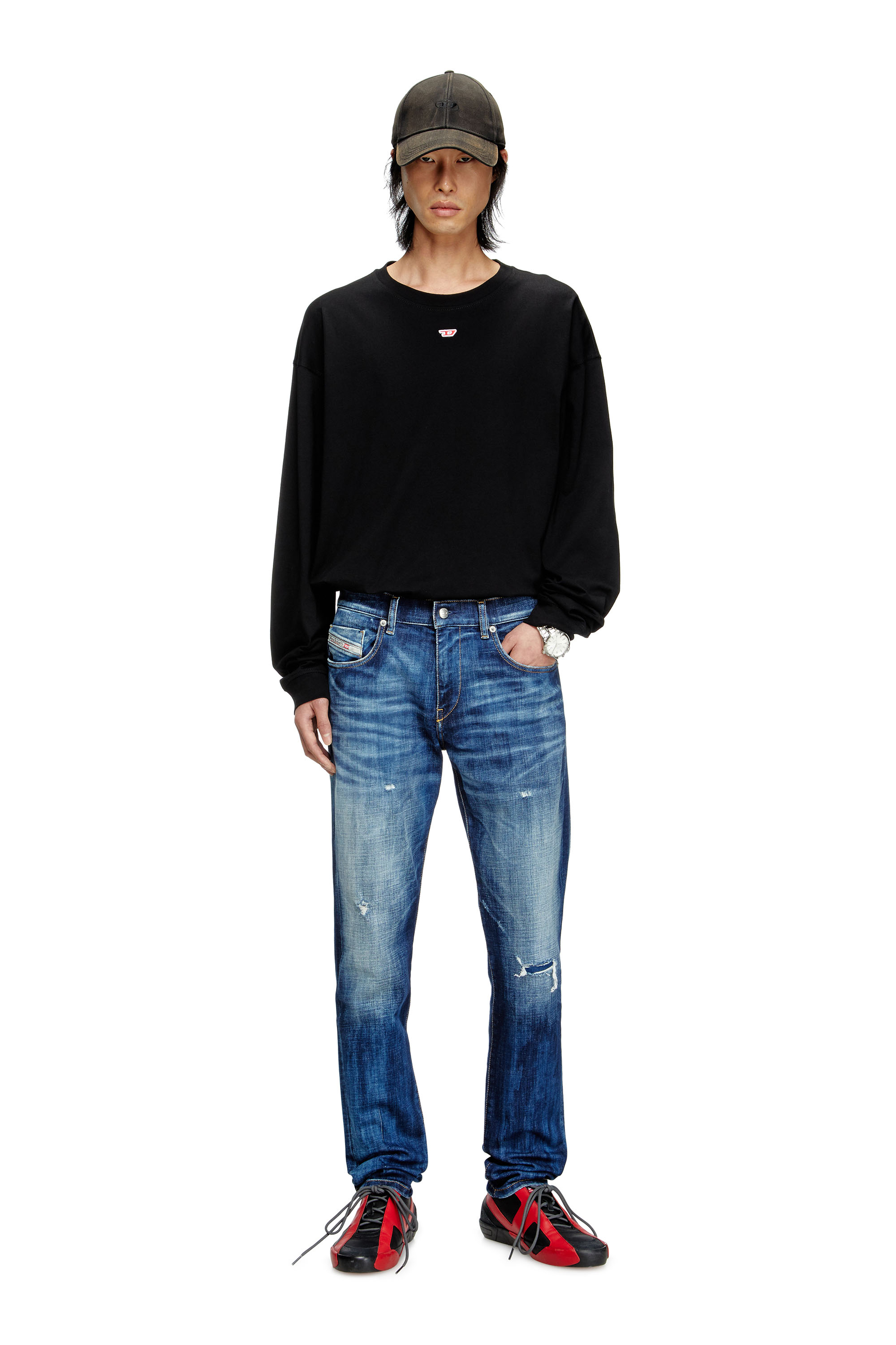 Slim Jeans 2019 D-Strukt 09M17, Dark Blue Diesel - Man's Slim Jeans 2019 D-Strukt 09M17, Dark Blue - 1