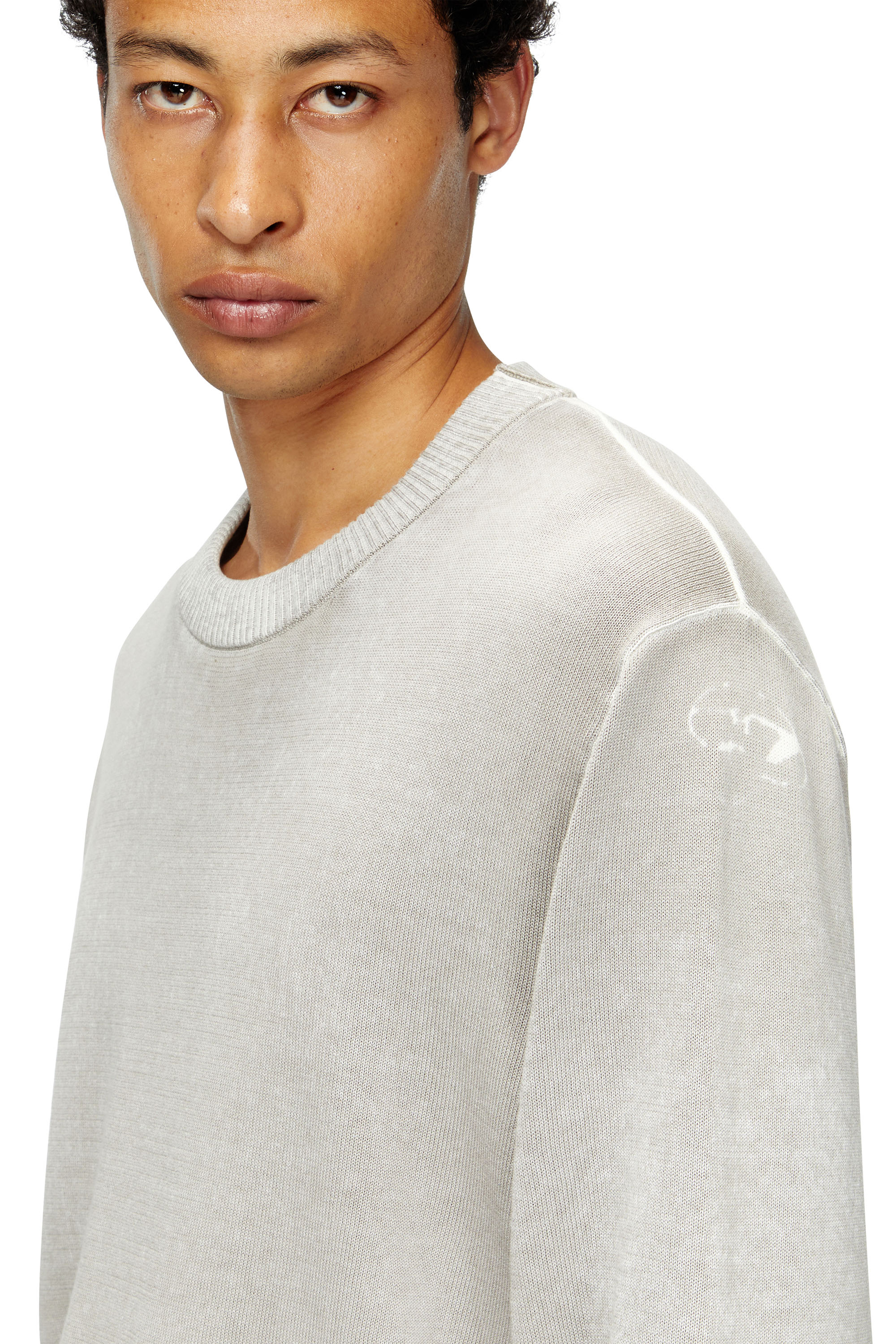 Diesel - K-LARENCE-B, Man's Reverse-print cotton jumper in Light Grey - 5