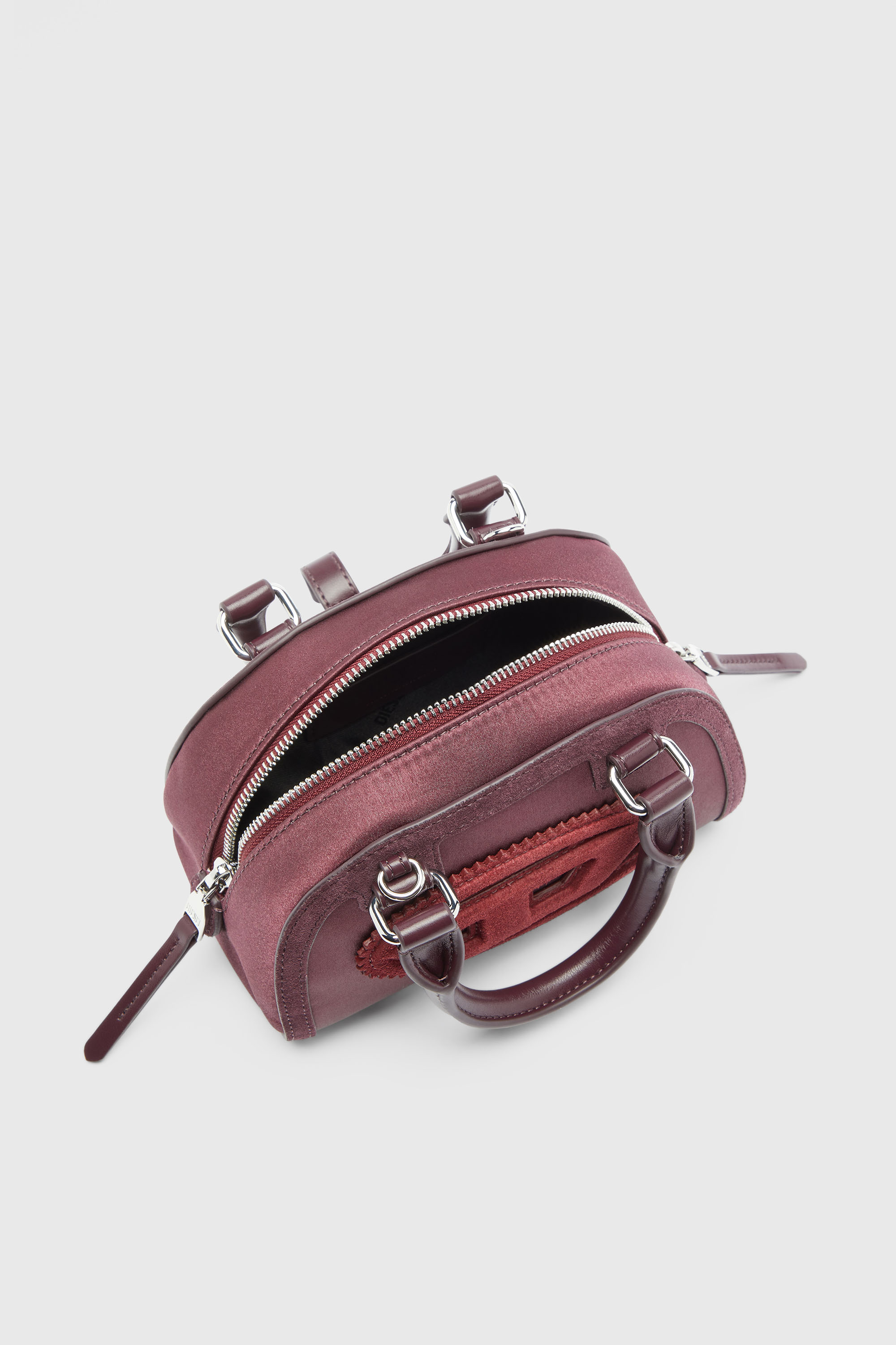 Diesel - 1DR DOME CROSSBODY, Woman's 1DR Dome - Small bowling bag in satin and suede in Burgundy - 4