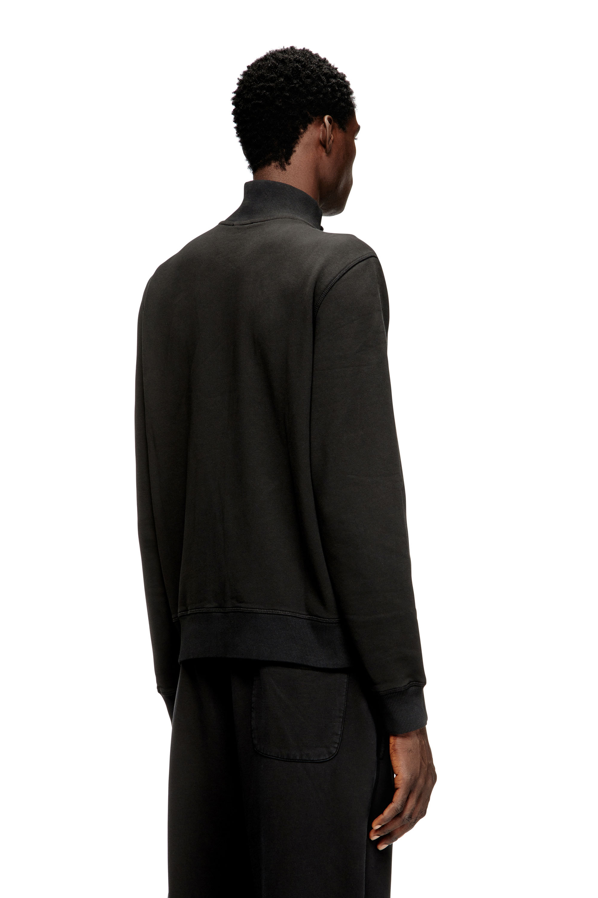 Diesel - S-GINN-ZIP-IOD, Man's Wweatshirt with mock neck and metallic Oval D in Black - 4