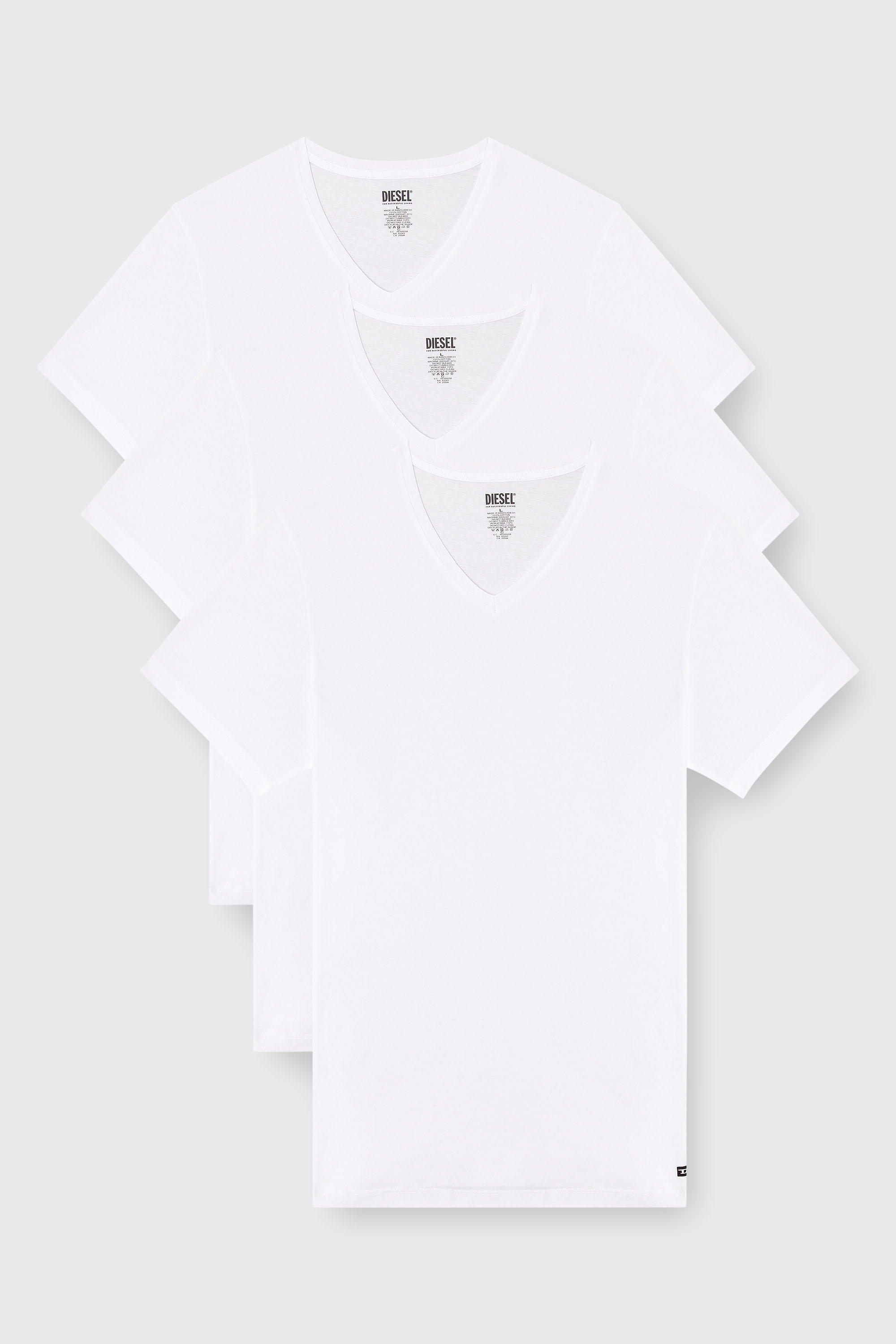 Diesel - MICHAEL-D-BOX-3PACK, Man's Three-pack of V-neck T-shirts in White - 2