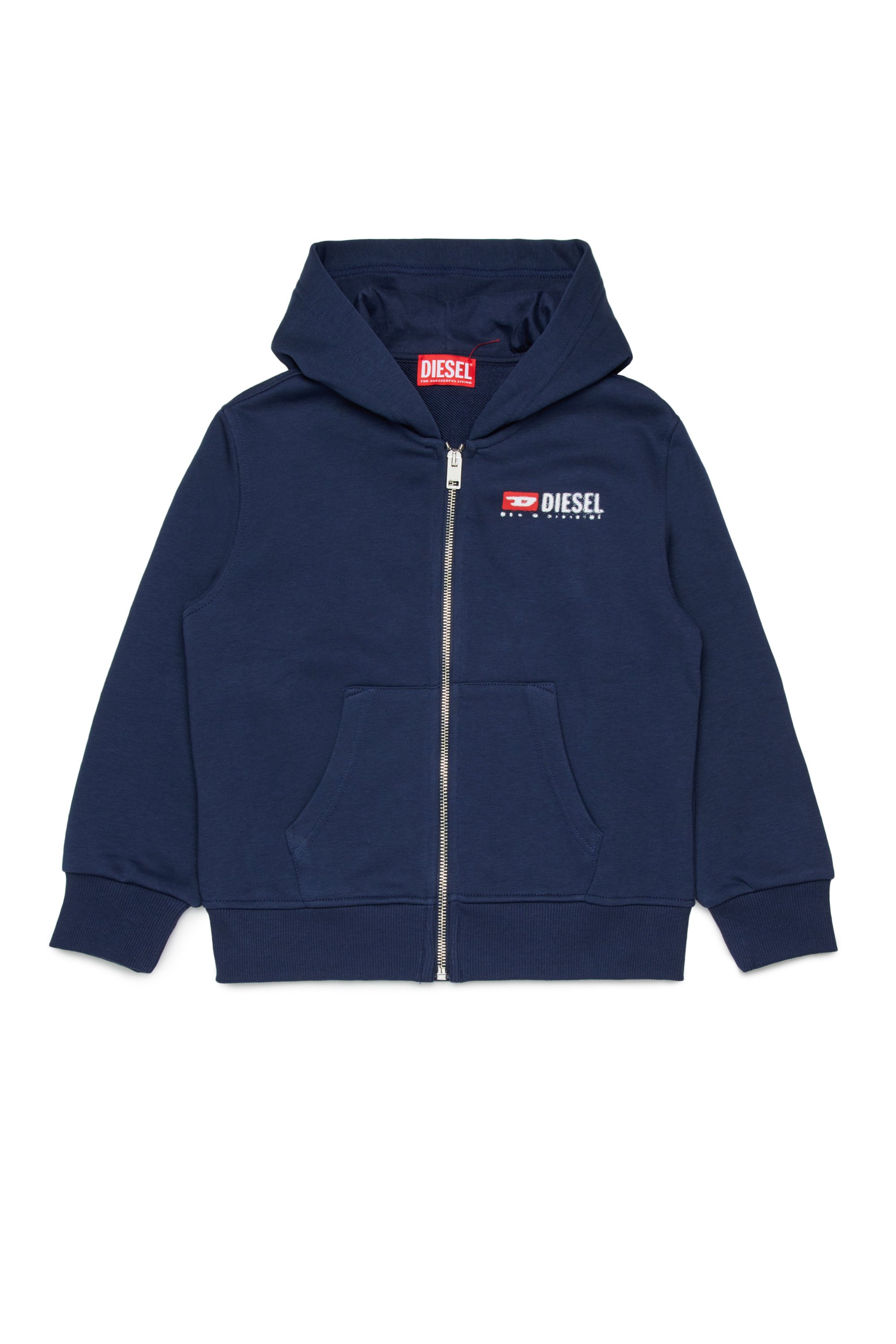 Diesel - SDROPSHOODZ OVER, Man's Cotton zip-up hoodie in Blue - 1