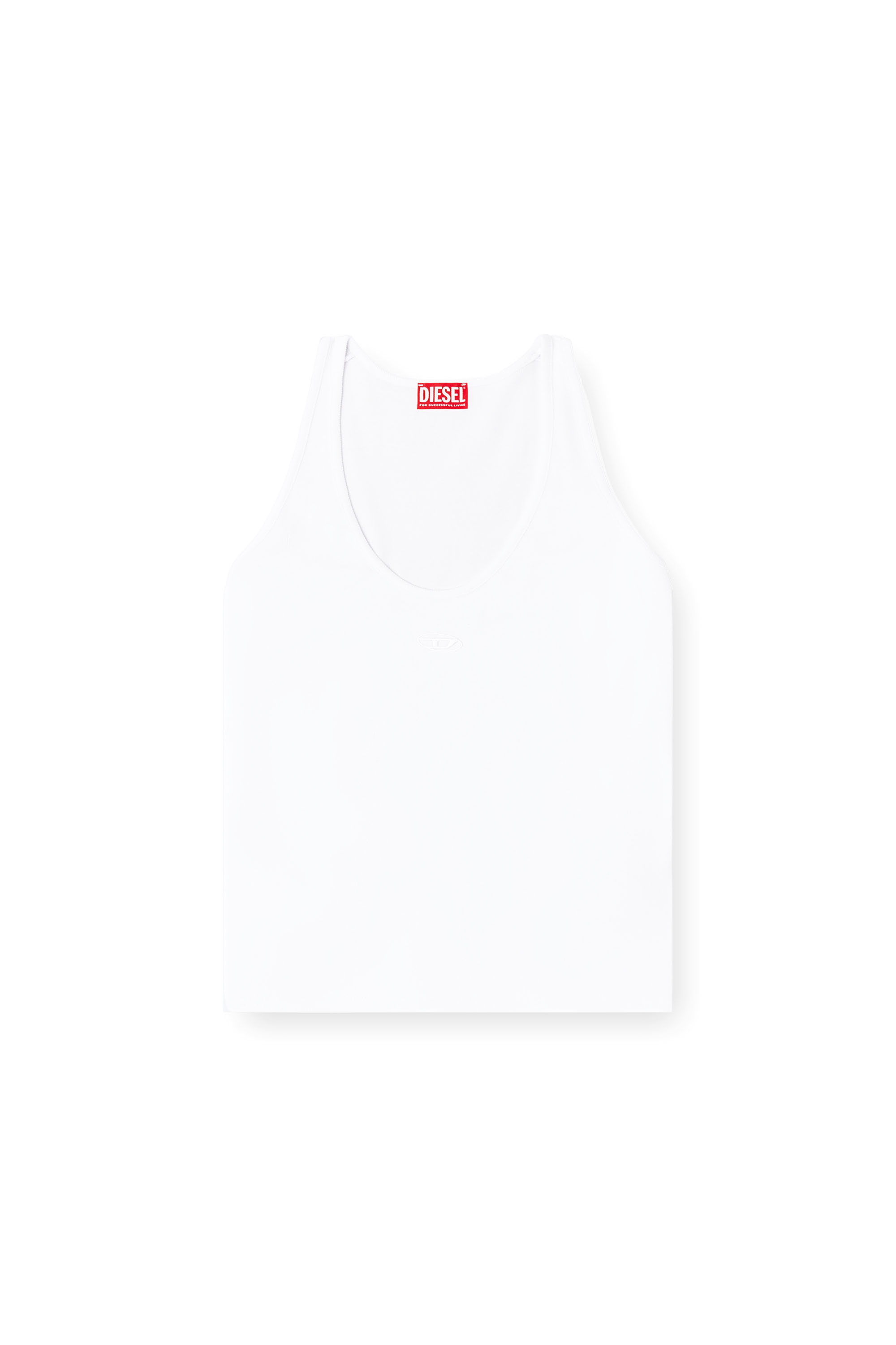 Diesel - T-IPSYA-LKDS, Woman's Ribbed tank with Oval D in White - 3