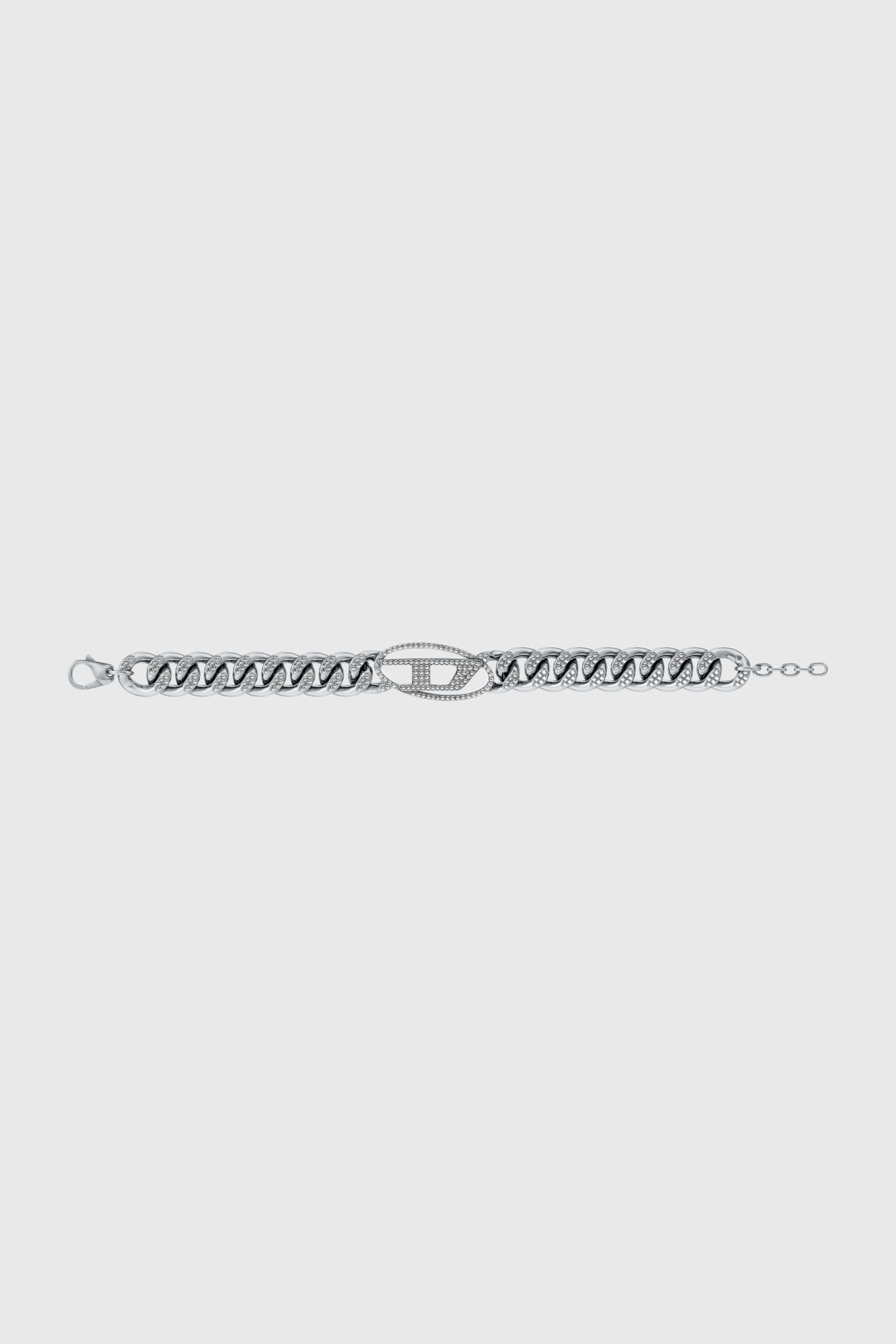 Diesel - DX1707040 JEWELLERY, Unisex's Stainless steel Oval D glitz chain bracelet in Silver - 4