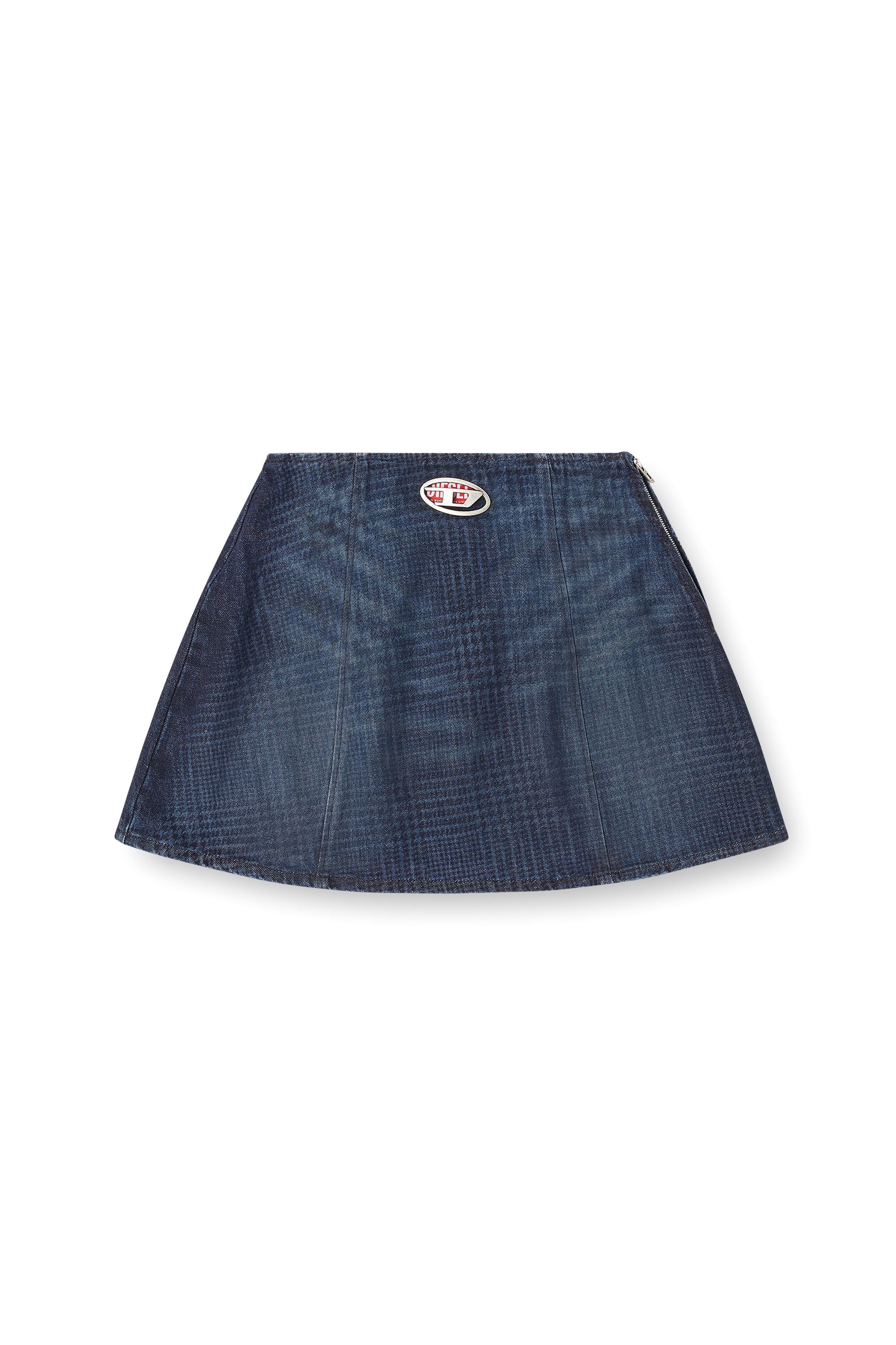 Diesel - DE-SWENY-S1, Woman's Mini skirt in Prince of Wales denim in Dark Blue - 3