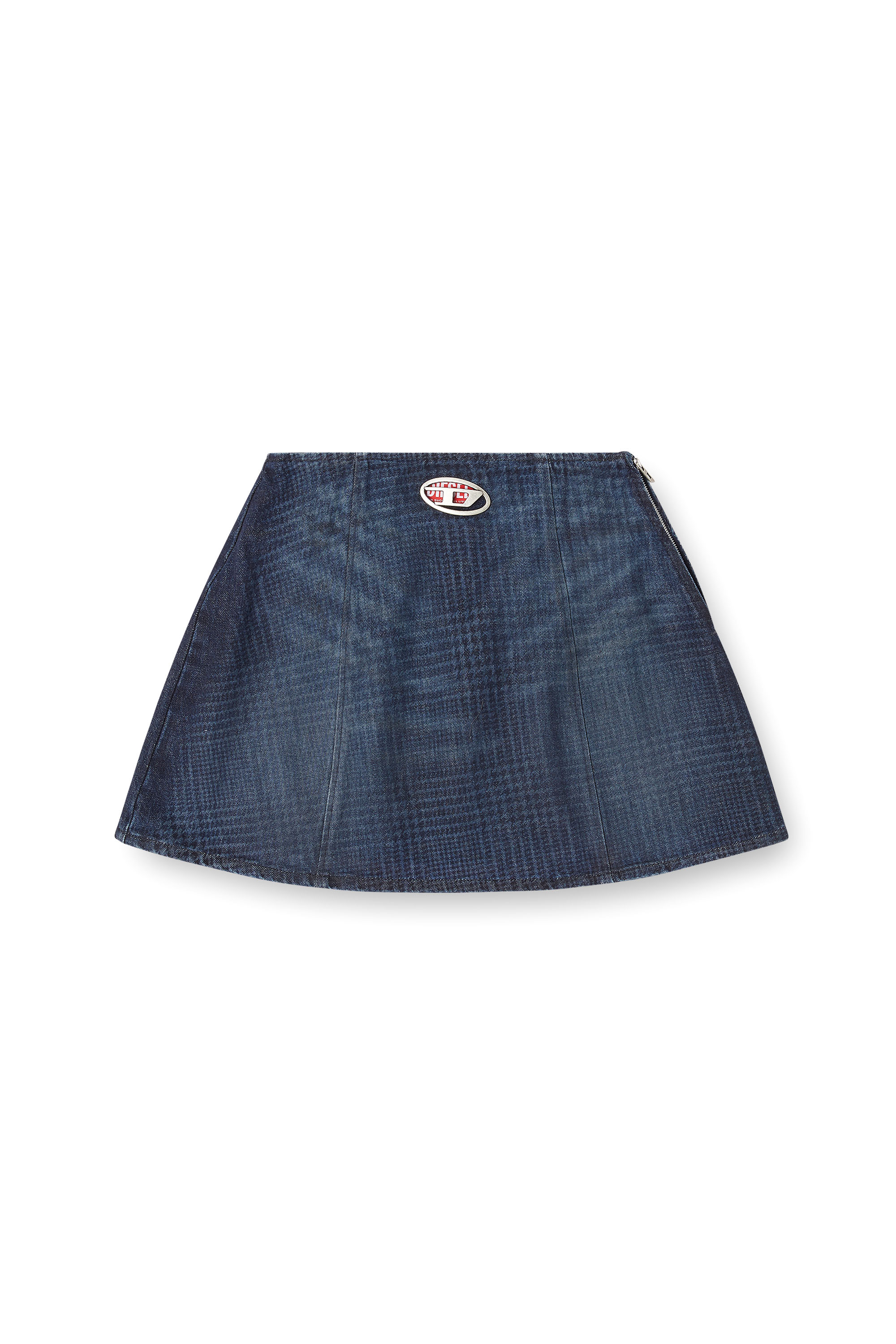 DE-SWENY-S1, Dark Blue Diesel - DE-SWENY-S1, Woman's Mini skirt in Prince of Wales denim in Dark Blue - 2