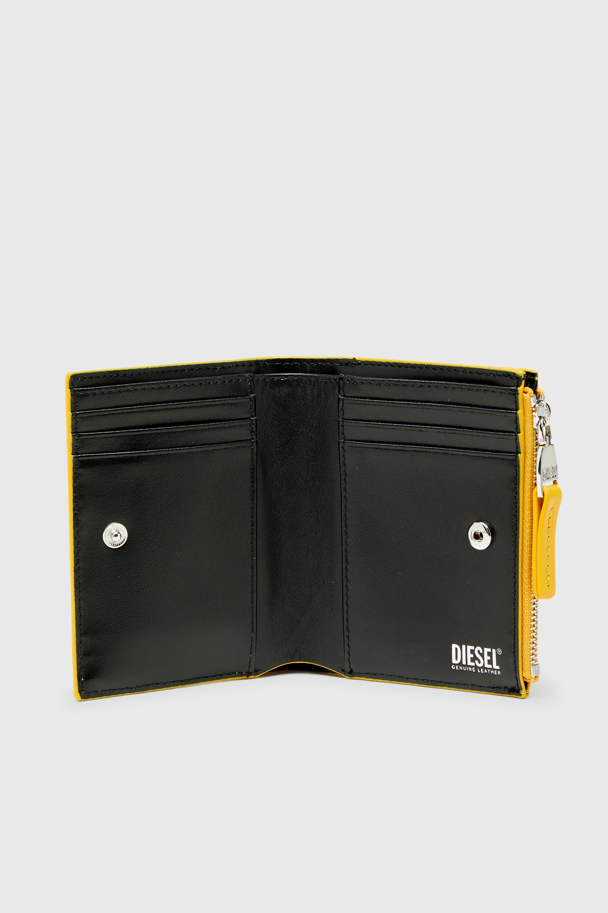 Diesel - 1DR BI-FOLD ZIP II, Woman's Small bi-fold wallet in leather in Yellow - 3