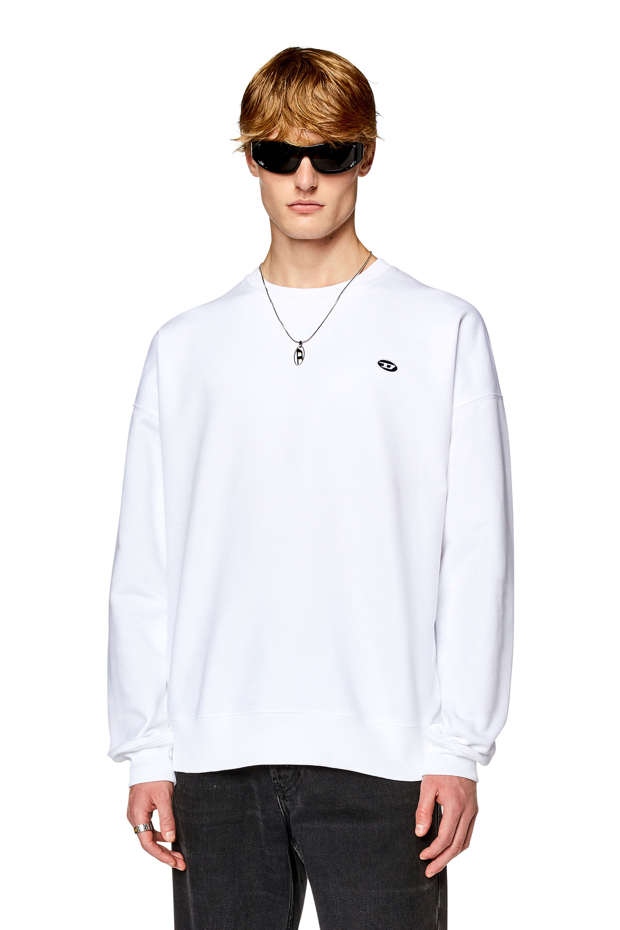Diesel - S-ROB-DOVAL-PJ, Man Sweatshirt with oval D patch in White - Image 1