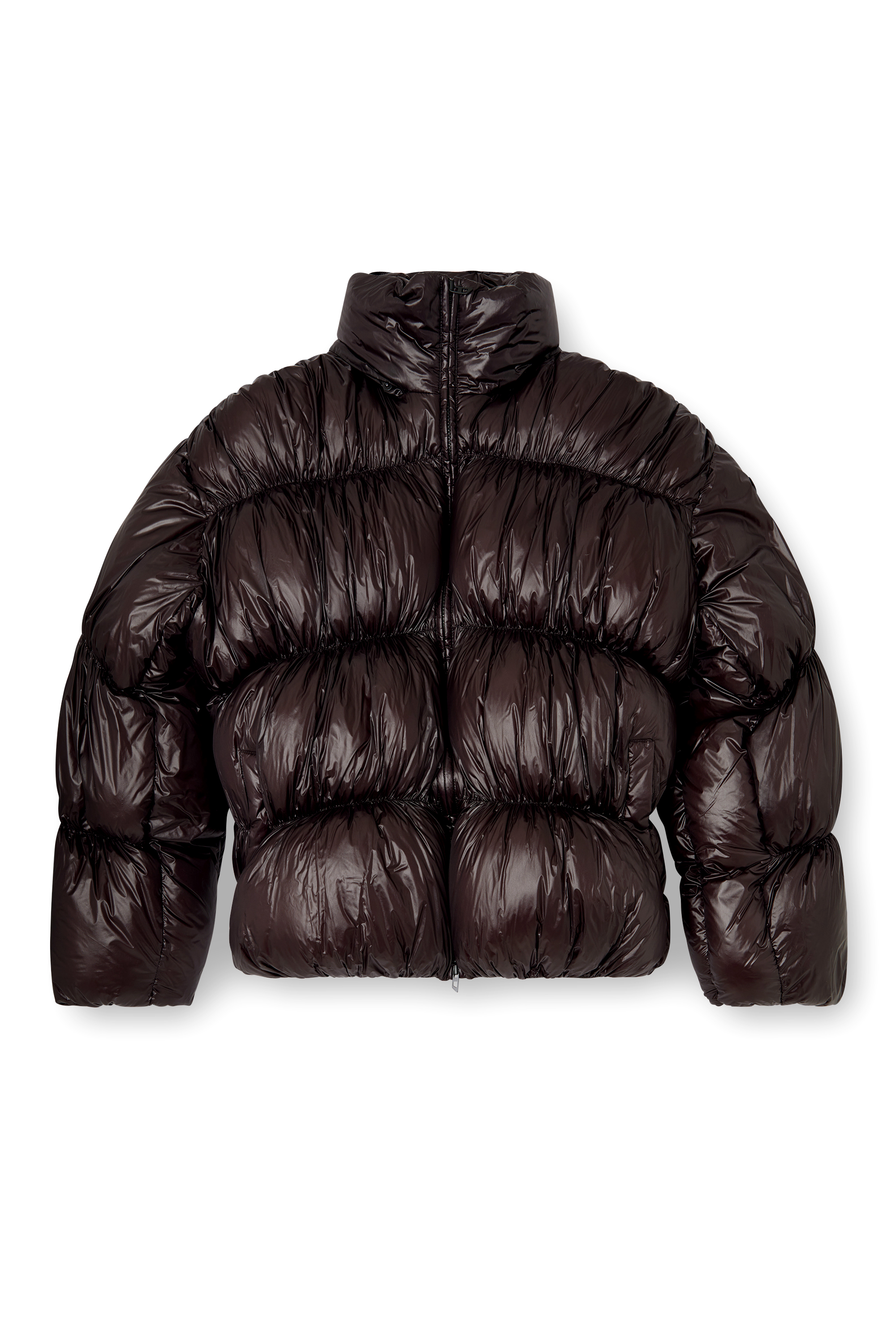Diesel - W-CHOCO, Man's Hooded down jacket with bubble effect in Black - 2
