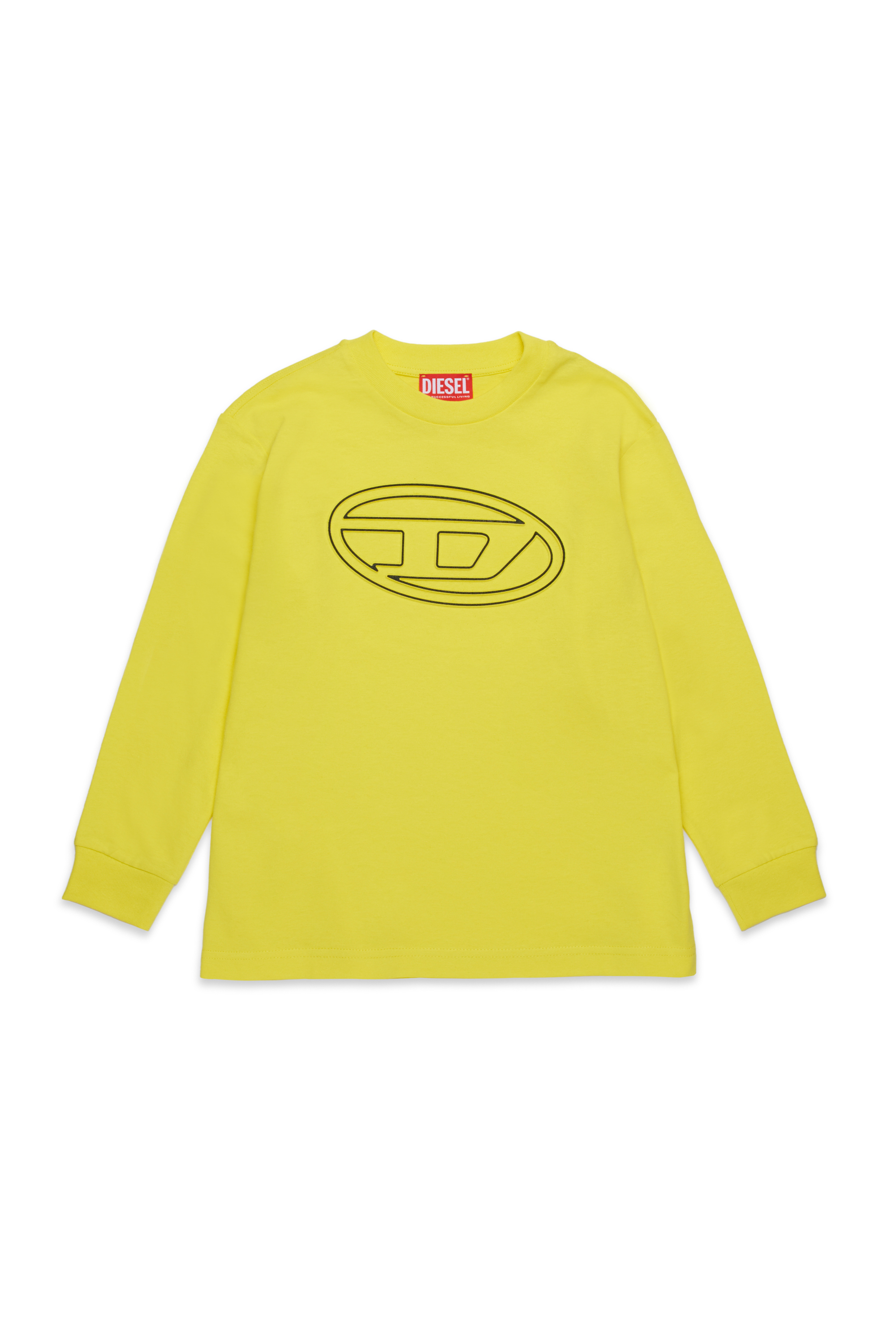 Diesel - TJUSTBIGOVALS OVER, Man's Long sleeved t-shirt with large oval D logo in Yellow - 1