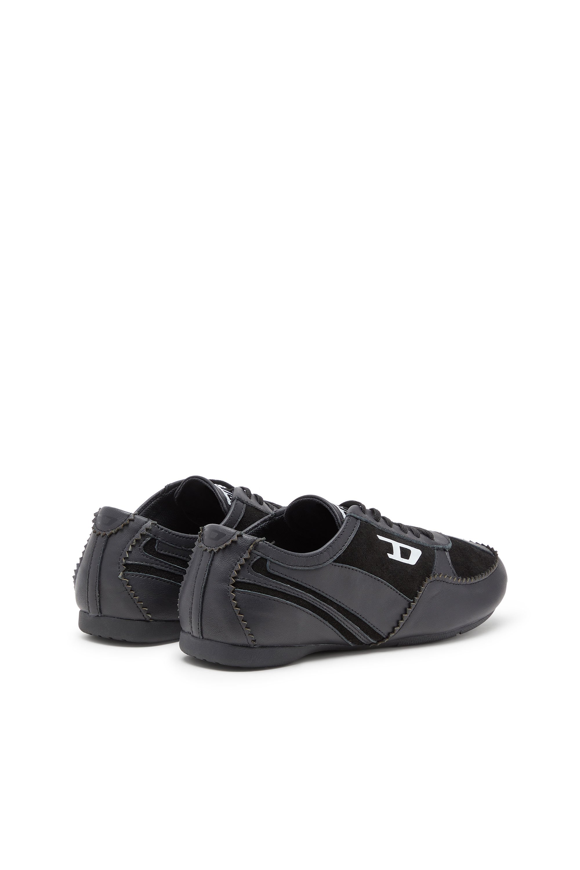Diesel - D-MILE LOW W, Woman's D-Mile-Flat sneakers in leather and suede in Black - 3