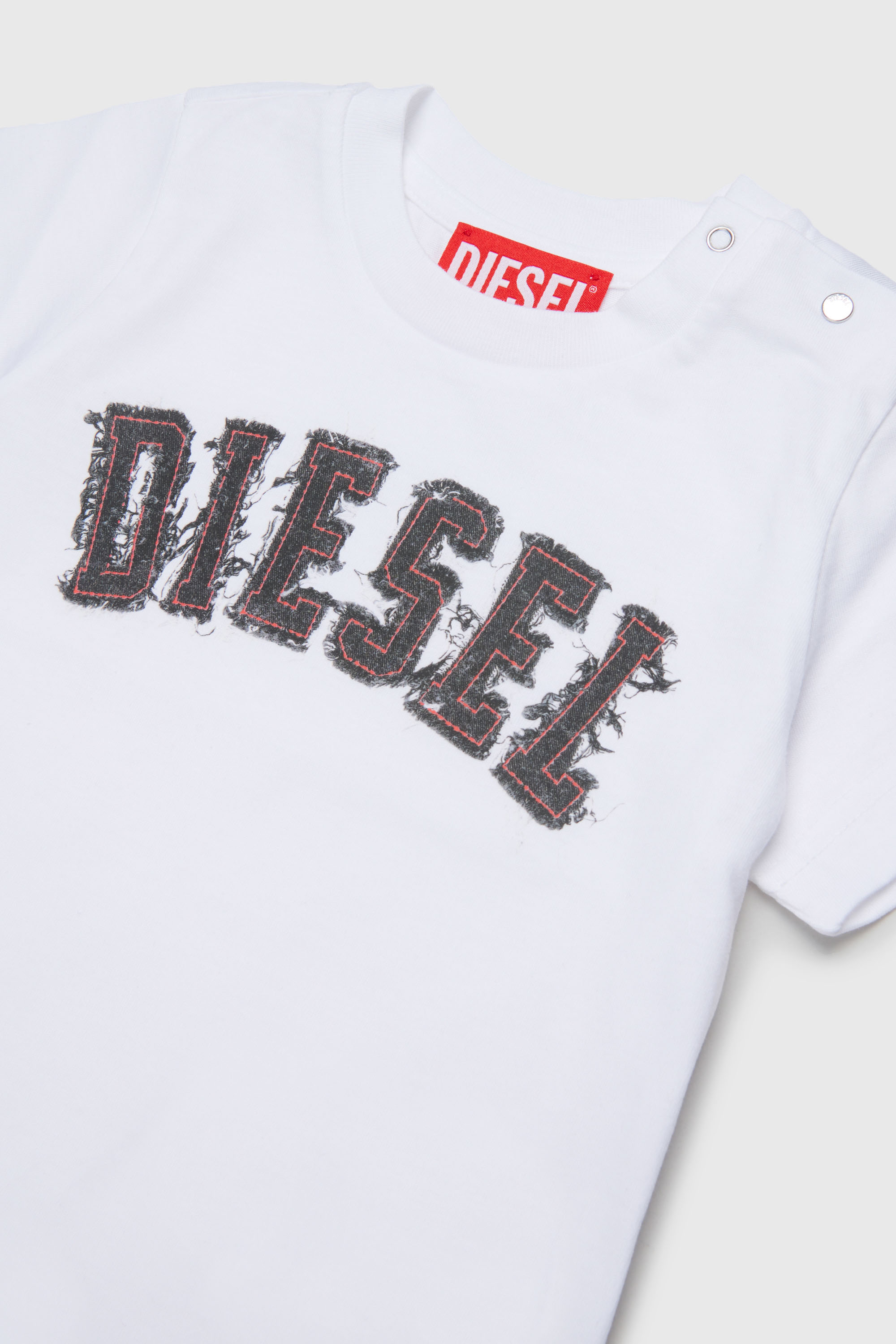 Diesel - TEANSB, Man's Cotton T-shirt with frayed-effect logo in White - 3