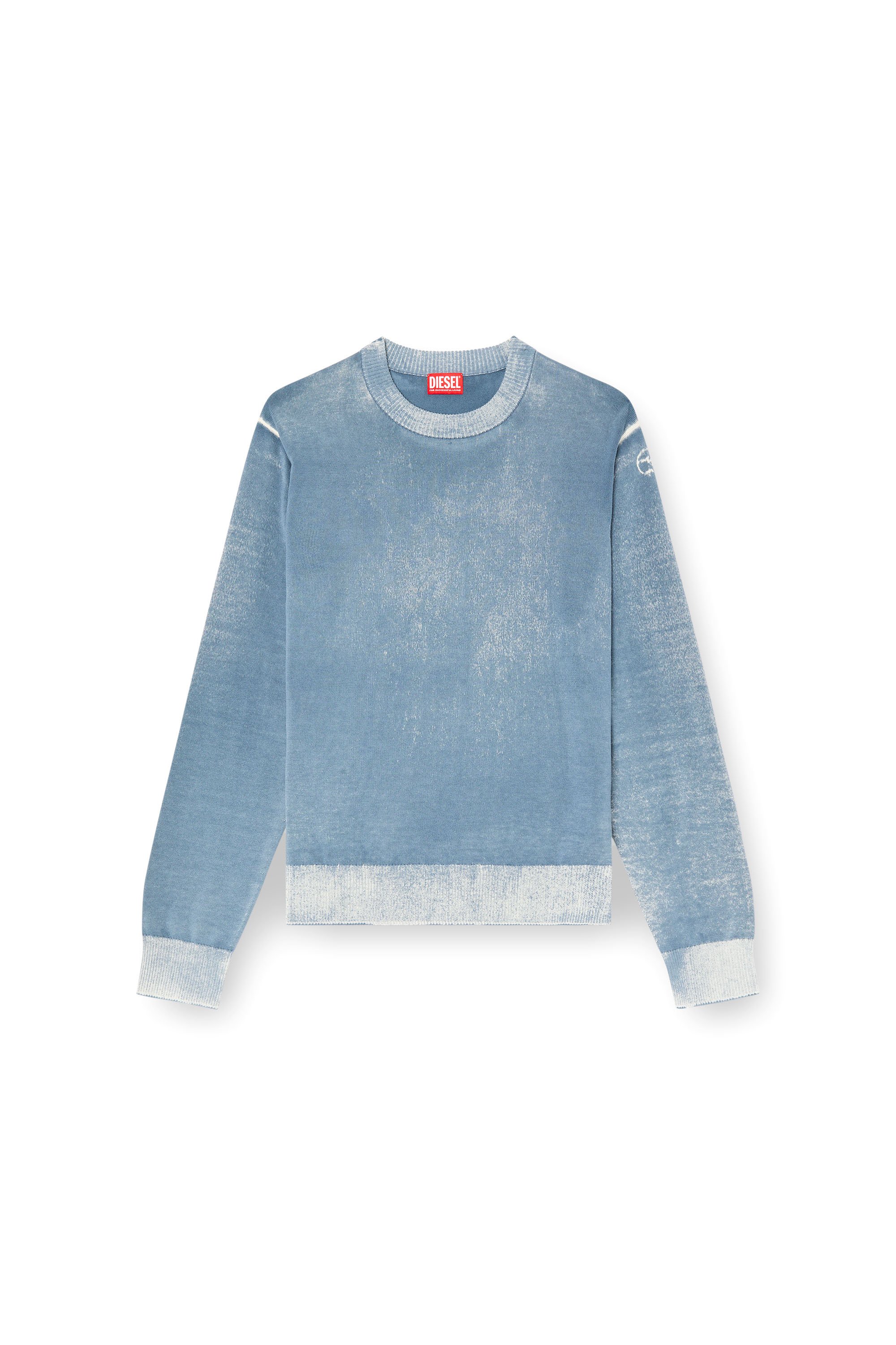 Diesel - K-LARENCE-B, Man's Reverse-print cotton jumper in Light Blue - 3