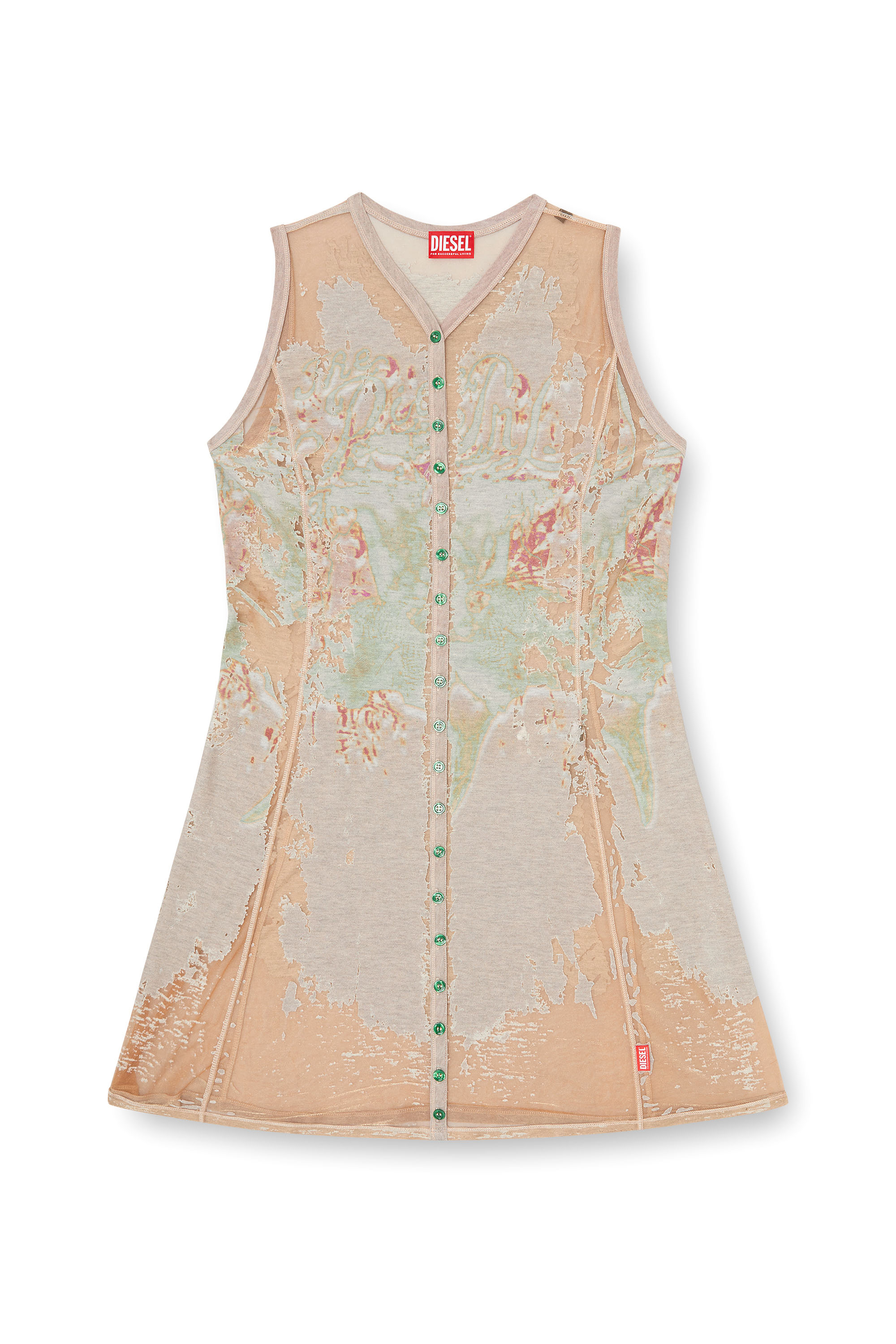 Diesel - D-ALFIO, Woman's Short dress in printed devor&eacute; jersey in Light Brown - 2