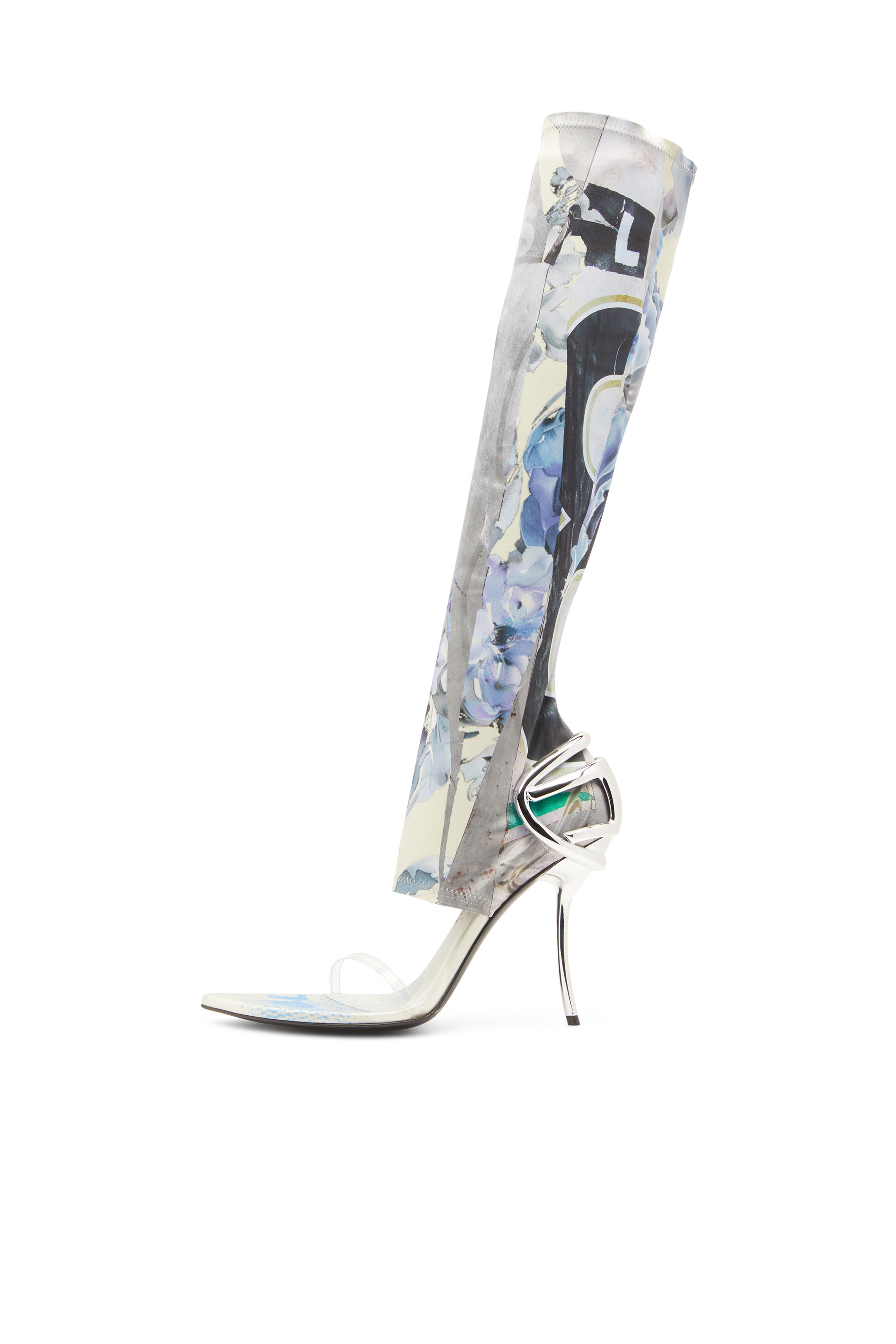 D-TEN&HALF SDL KB, White/Blue Diesel - D-TEN&HALF SDL KB, Woman's D-Ten&Half-Hybrid sandals with graphic print in White/Blue - 6
