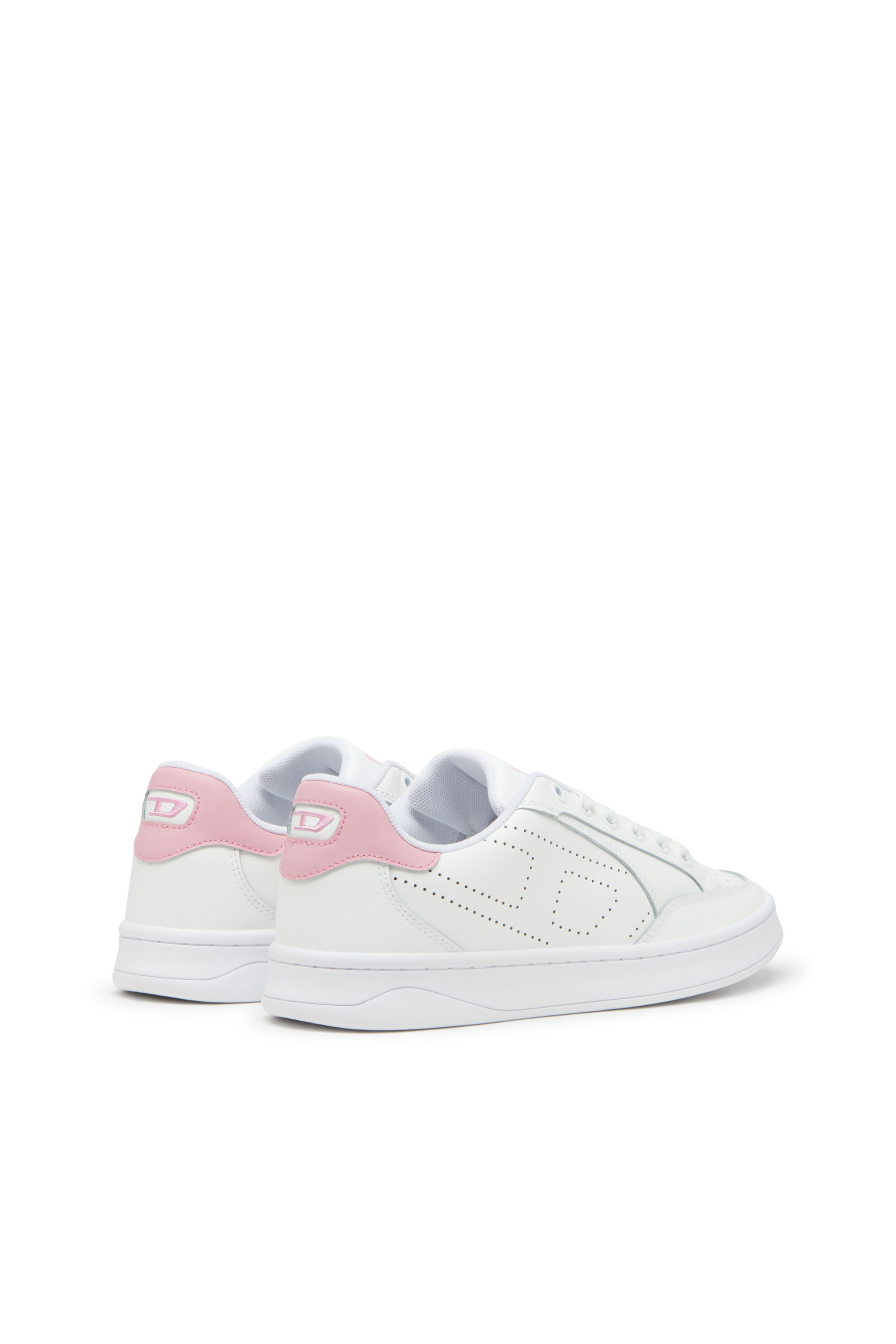 Diesel - S-DAKOTA LOW W, Woman's Leather sneakers with perforated logo in White/Pink - 3