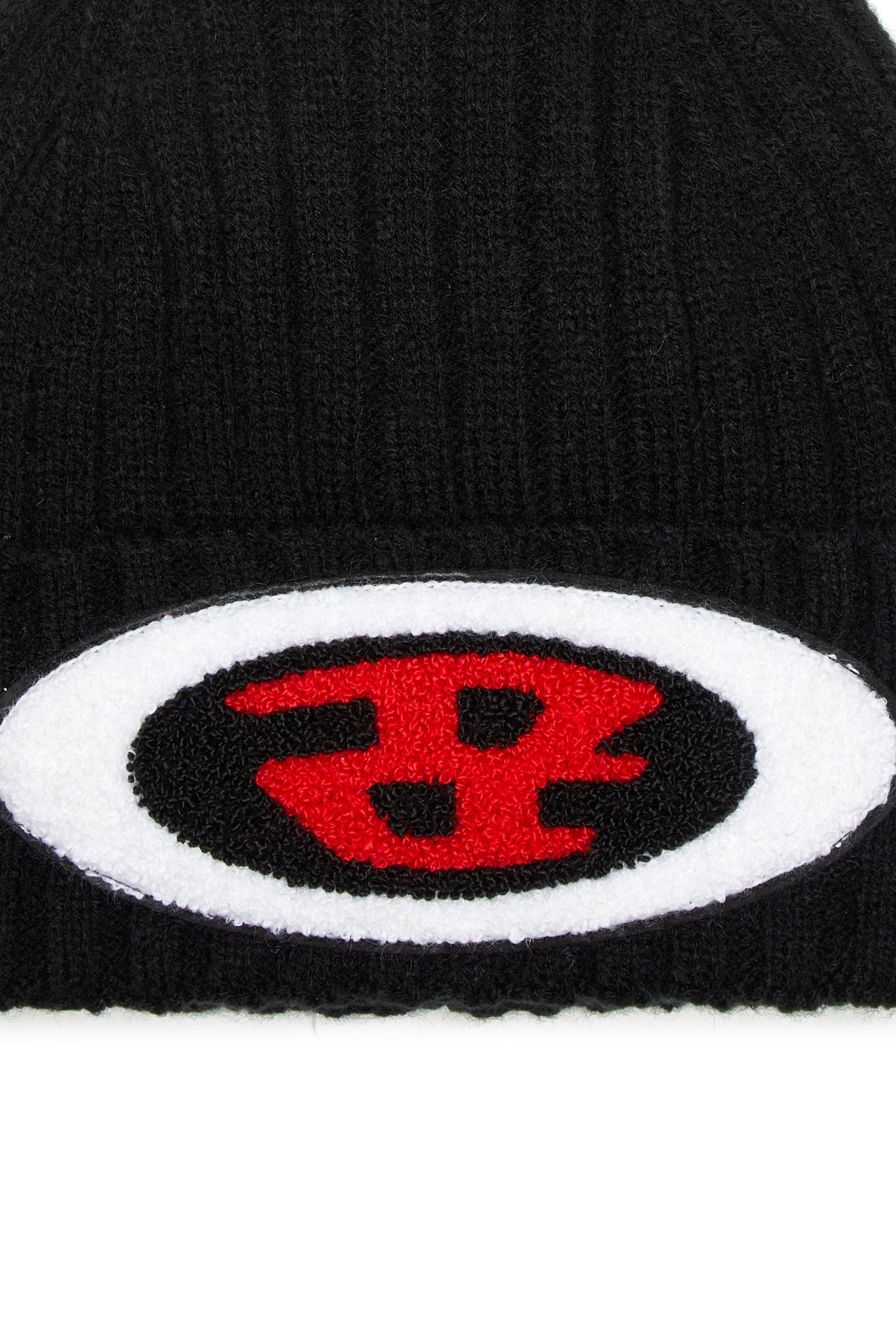 Diesel - K-DIEGO-C, Unisex's Rib-knit beanie with logo patch in Black - 3