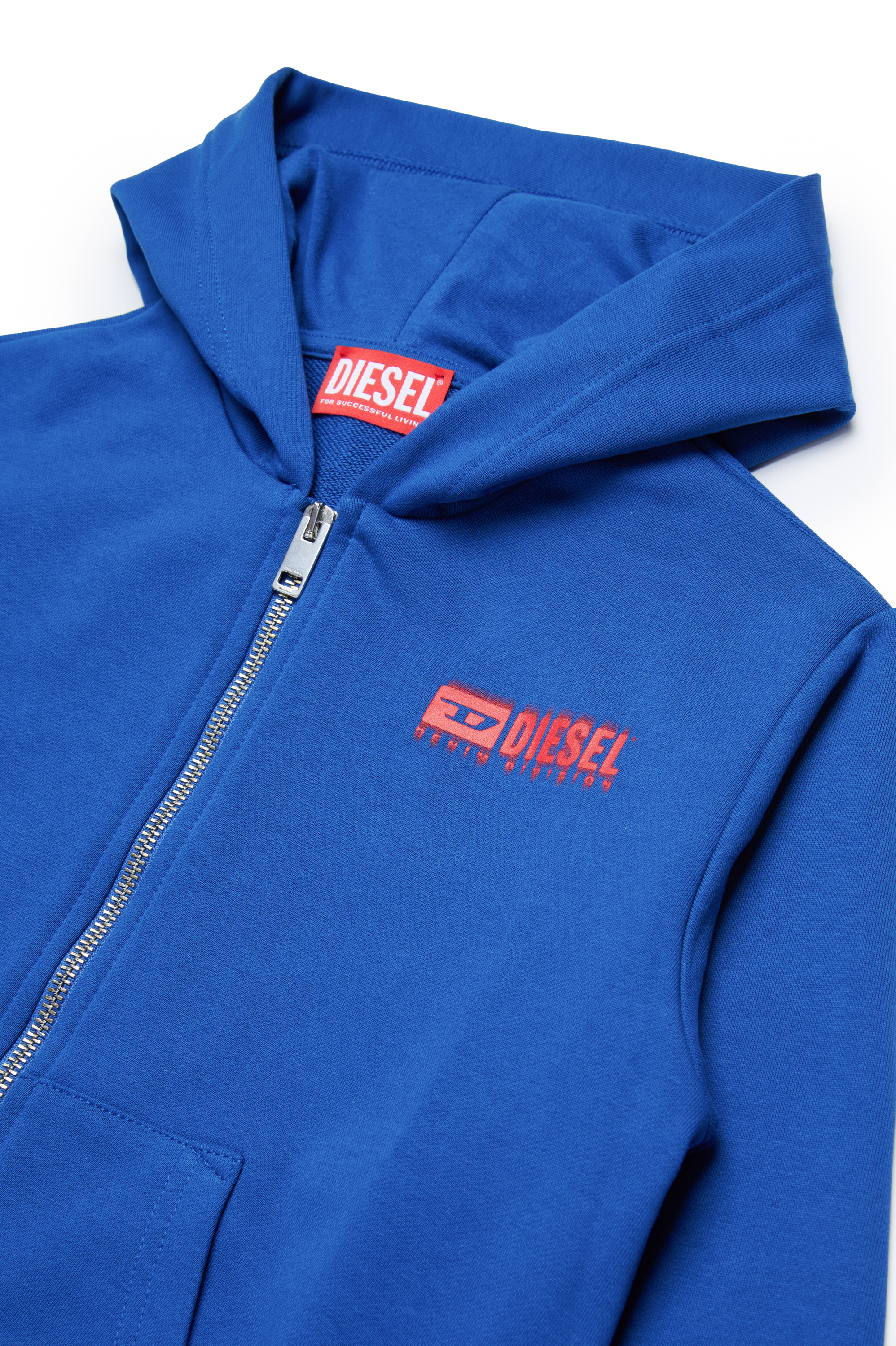 Diesel - SVOUGZIP OVER, Man's Zip-up hoodie with smudged logo in Blue - 3