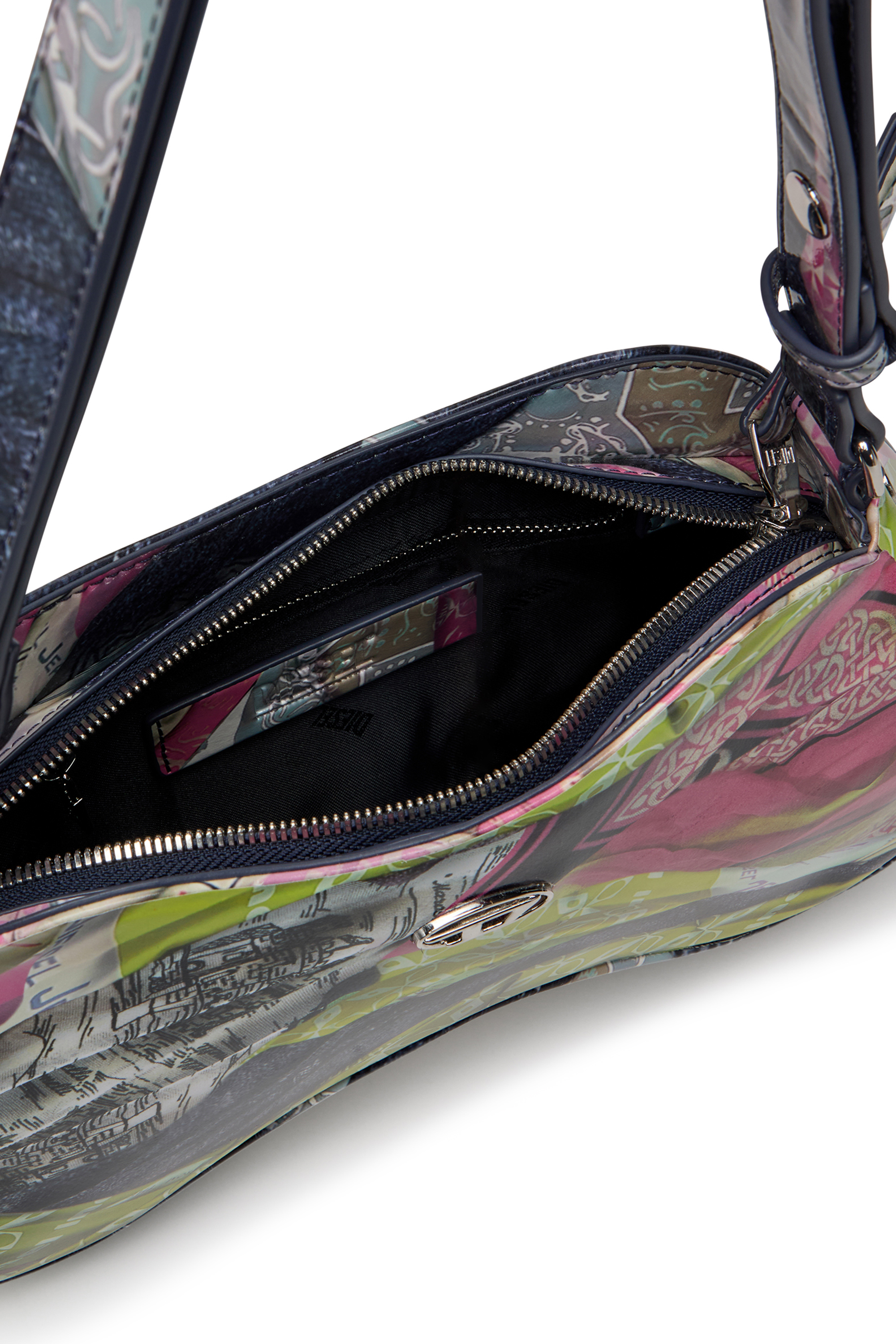 Diesel - PLAY SHOULDER, Woman's Play-Glossy shoulder bag with print in Pink/Yellow - 2