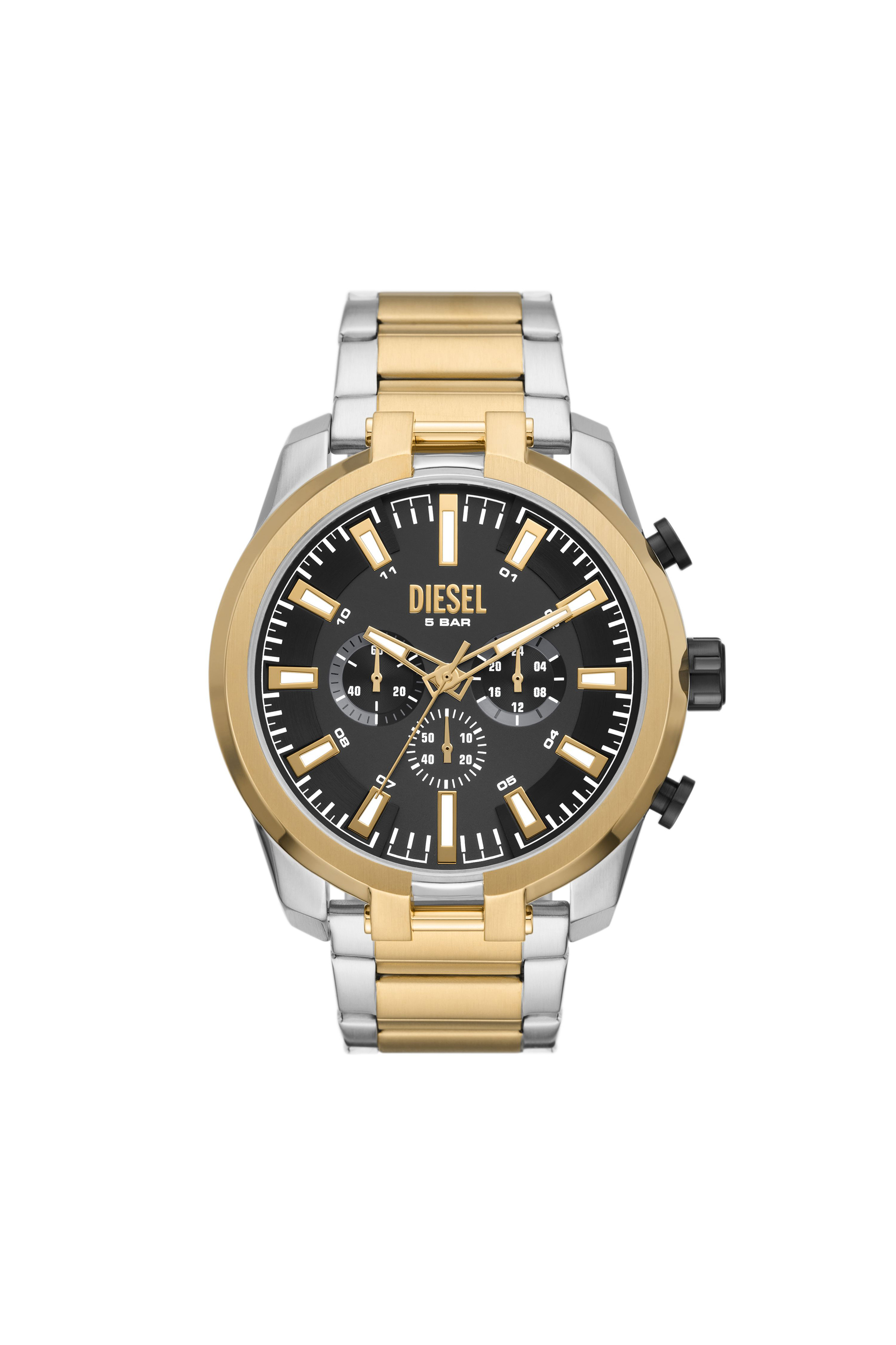 Men\'s MS9 three-hand date two-tone watch | stainless DZ2196 Diesel steel