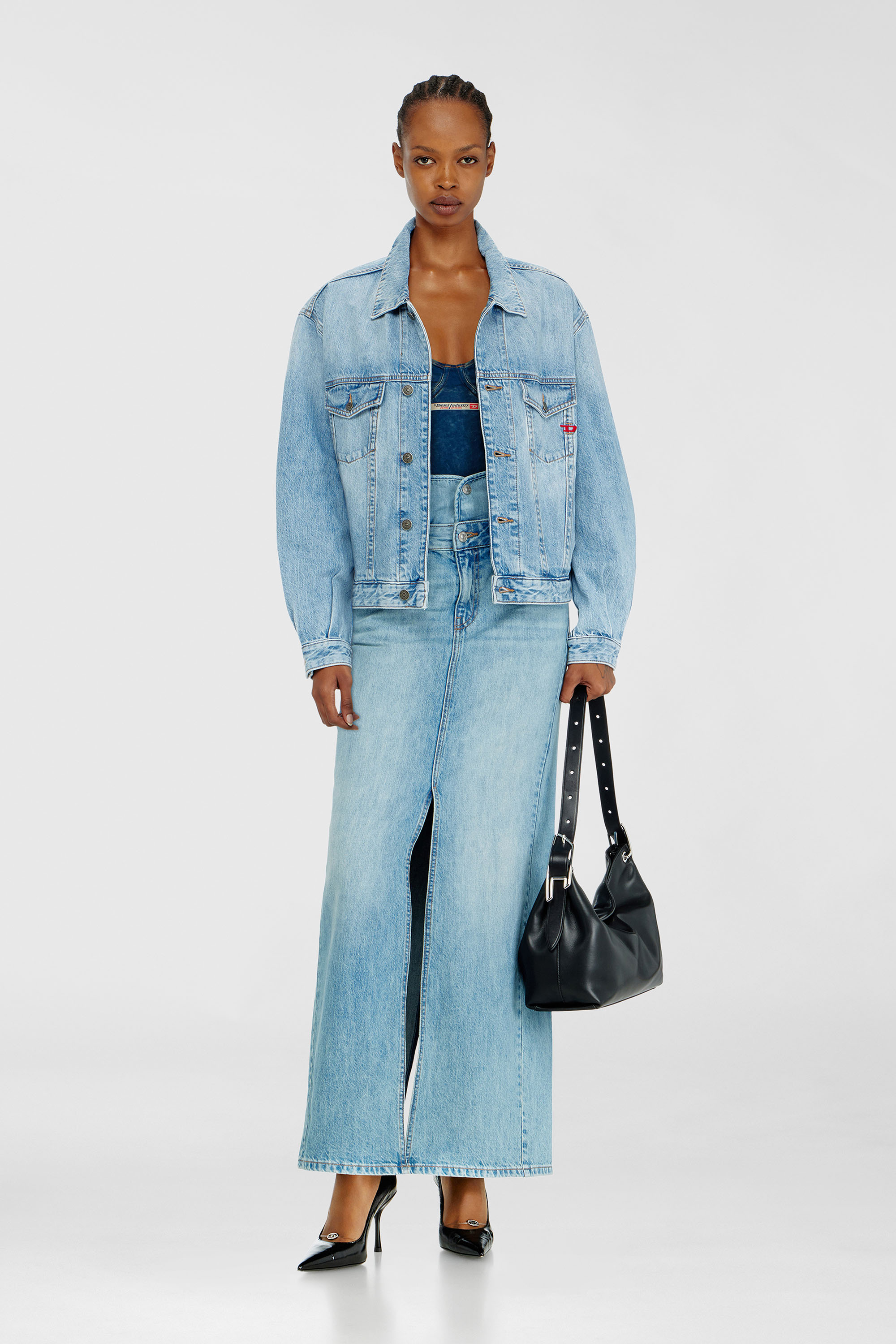 Diesel - D-RANGER, Unisex's Trucker jacket in denim in Light Blue - 7