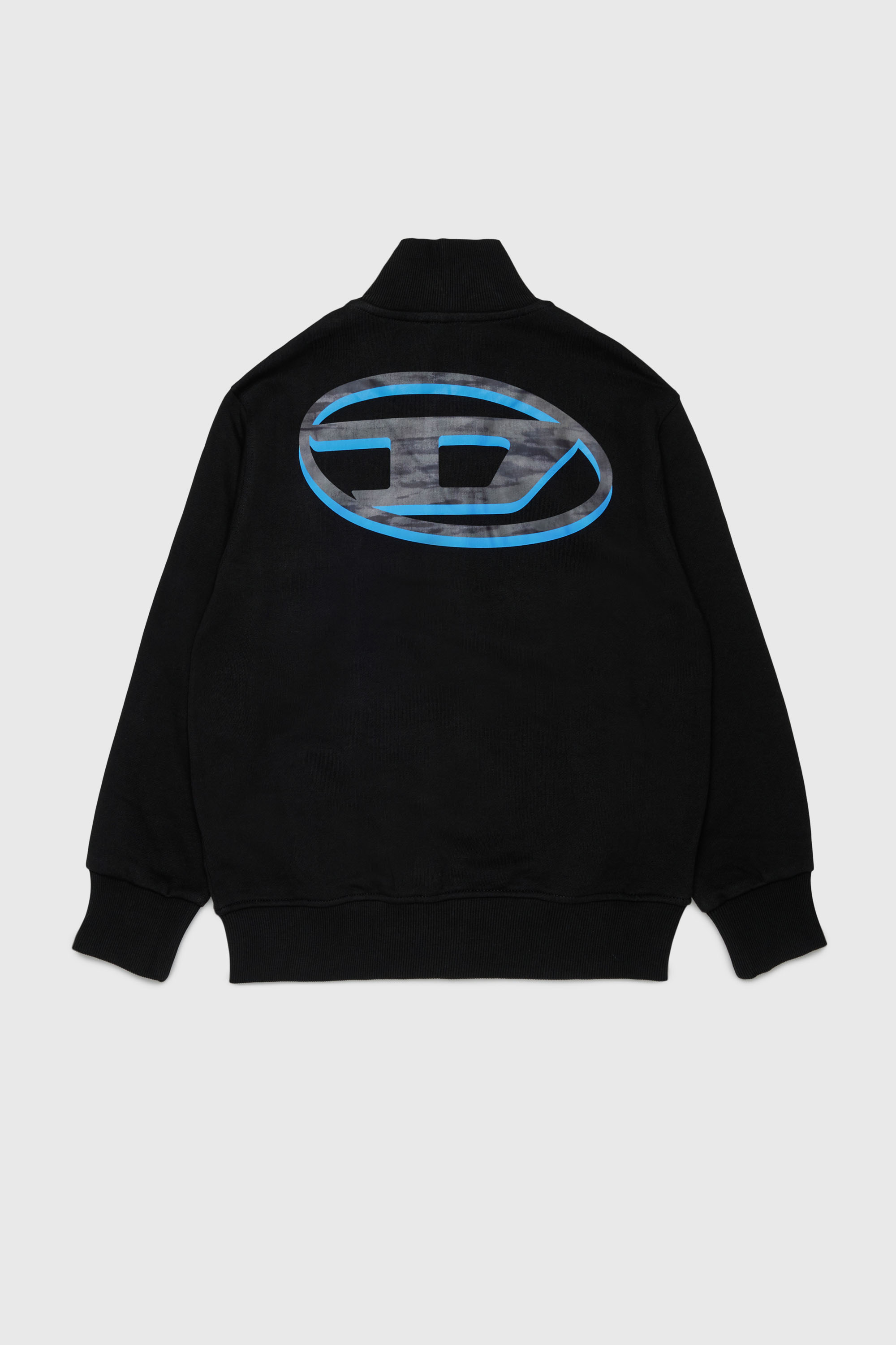 Diesel - SVELLYZIP OVER, Man's Zip-up sweatshirt with two-tone Oval D print in Black - 2